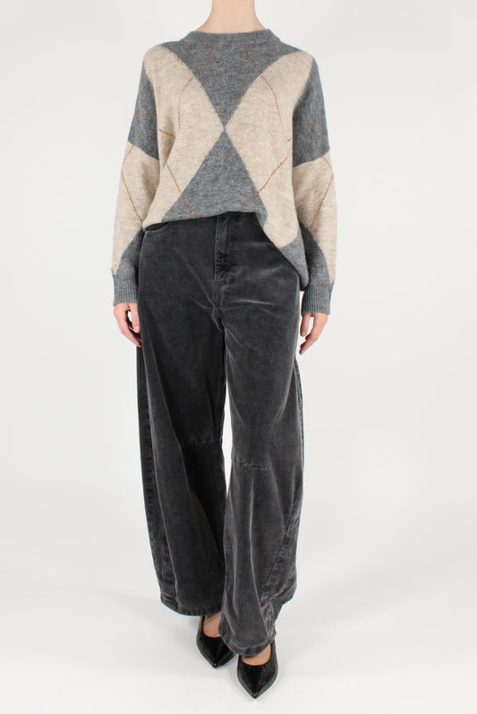 Pantaloni Balloon in Velluto a Coste