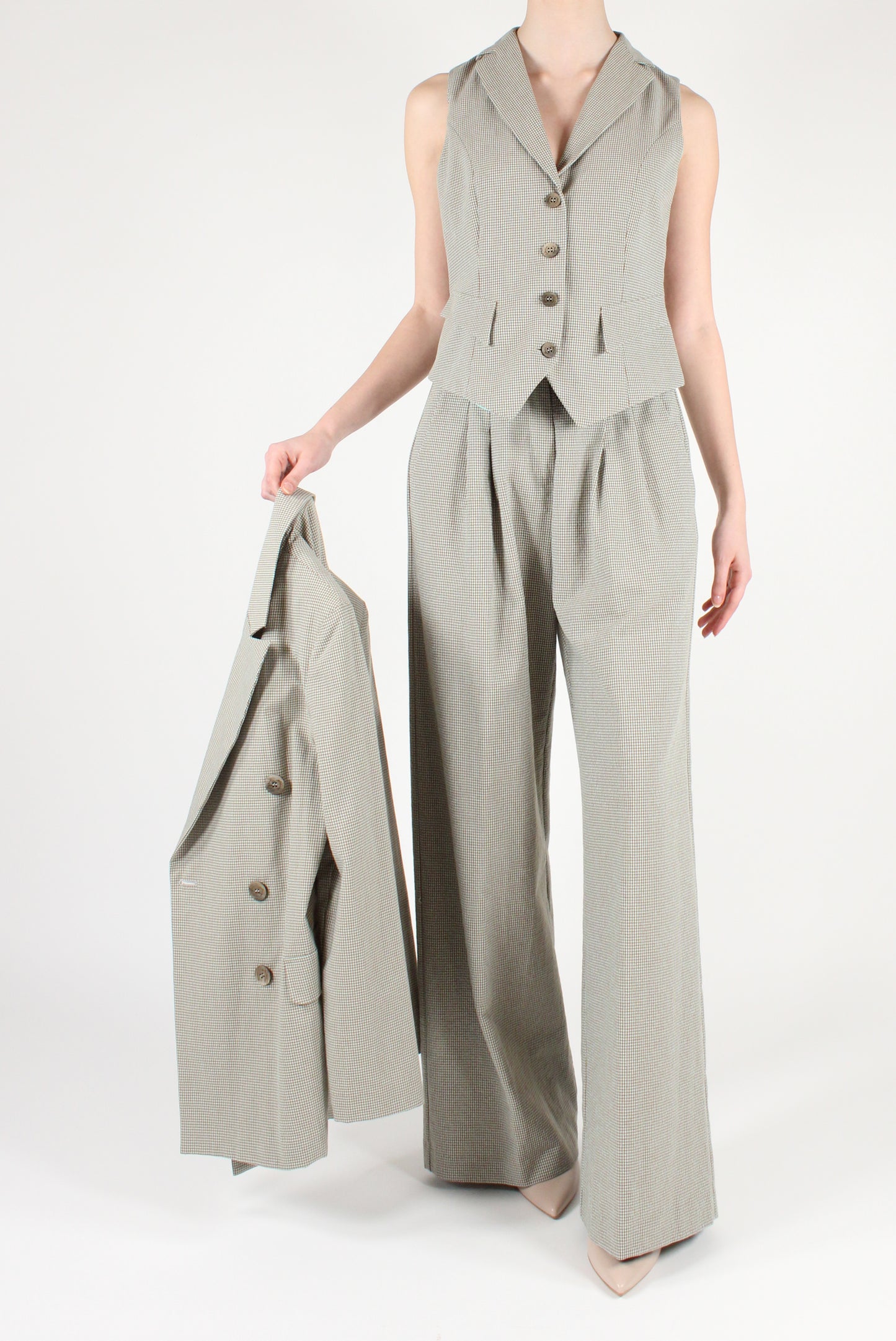 Micro Vichy Palazzo Pants