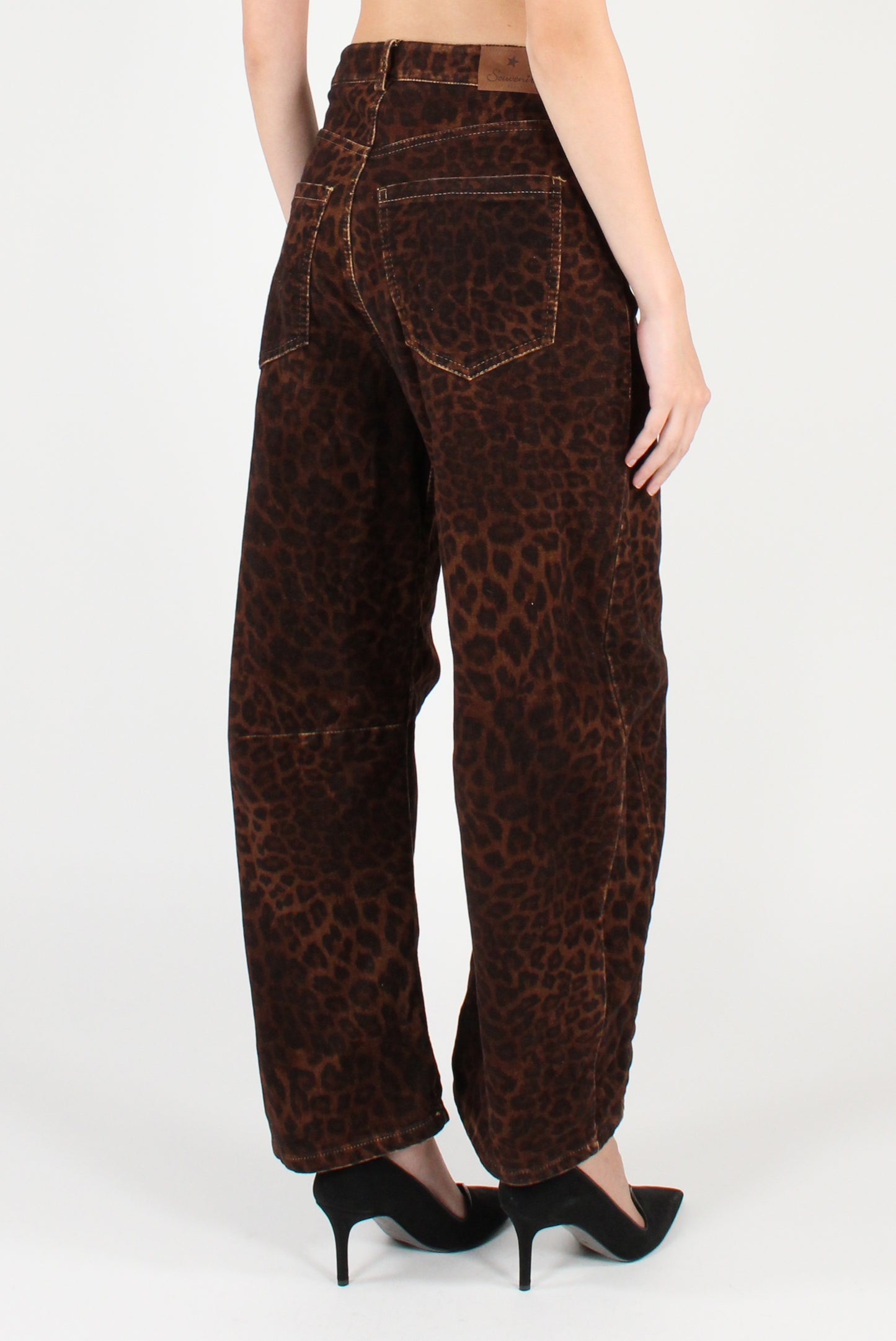 Pantaloni Balloon in Velluto Stampa Animalier