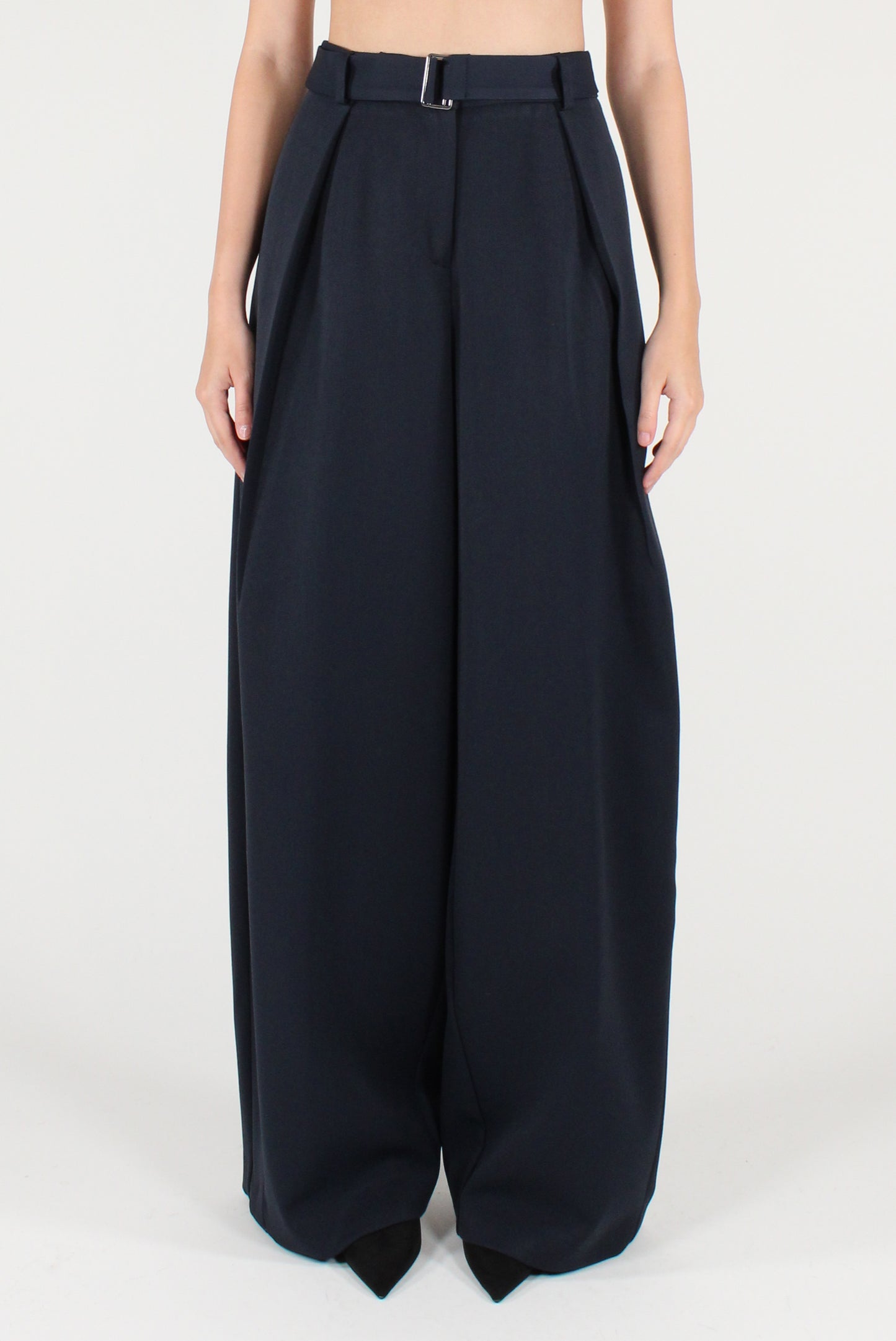 Pantaloni Balloon con Pinces e Cintura