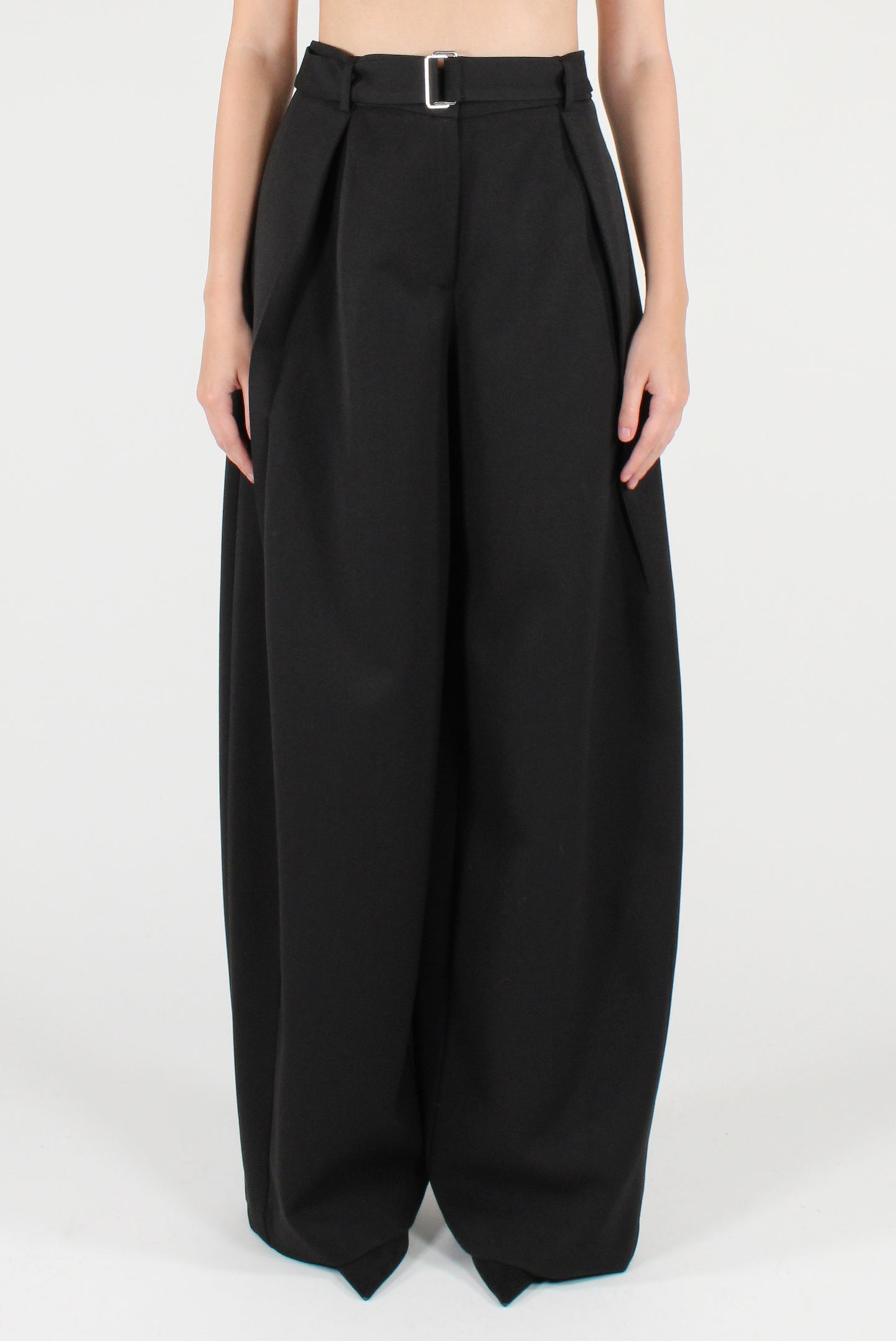 Pantaloni Balloon con Pinces e Cintura