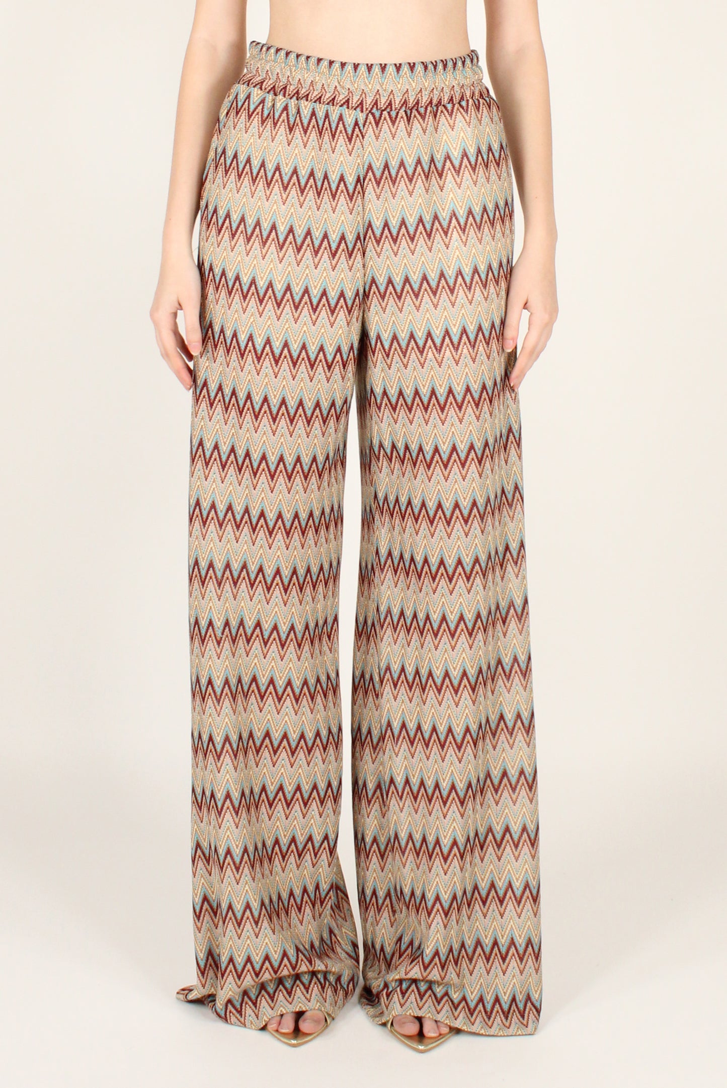 Pantaloni a Palazzo a Fantasia Geometrica