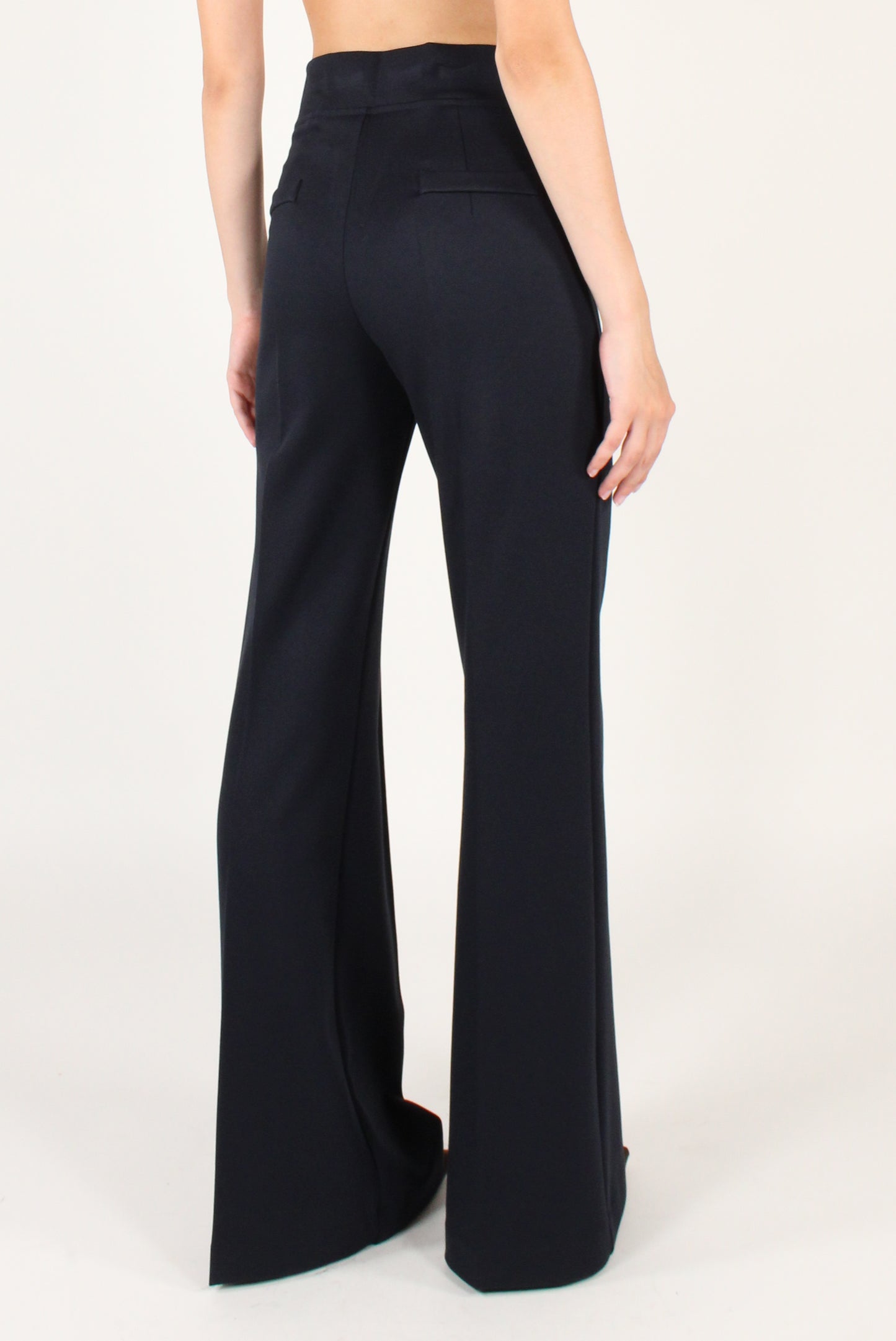 Pantaloni Flare Elasticizzati in Twill