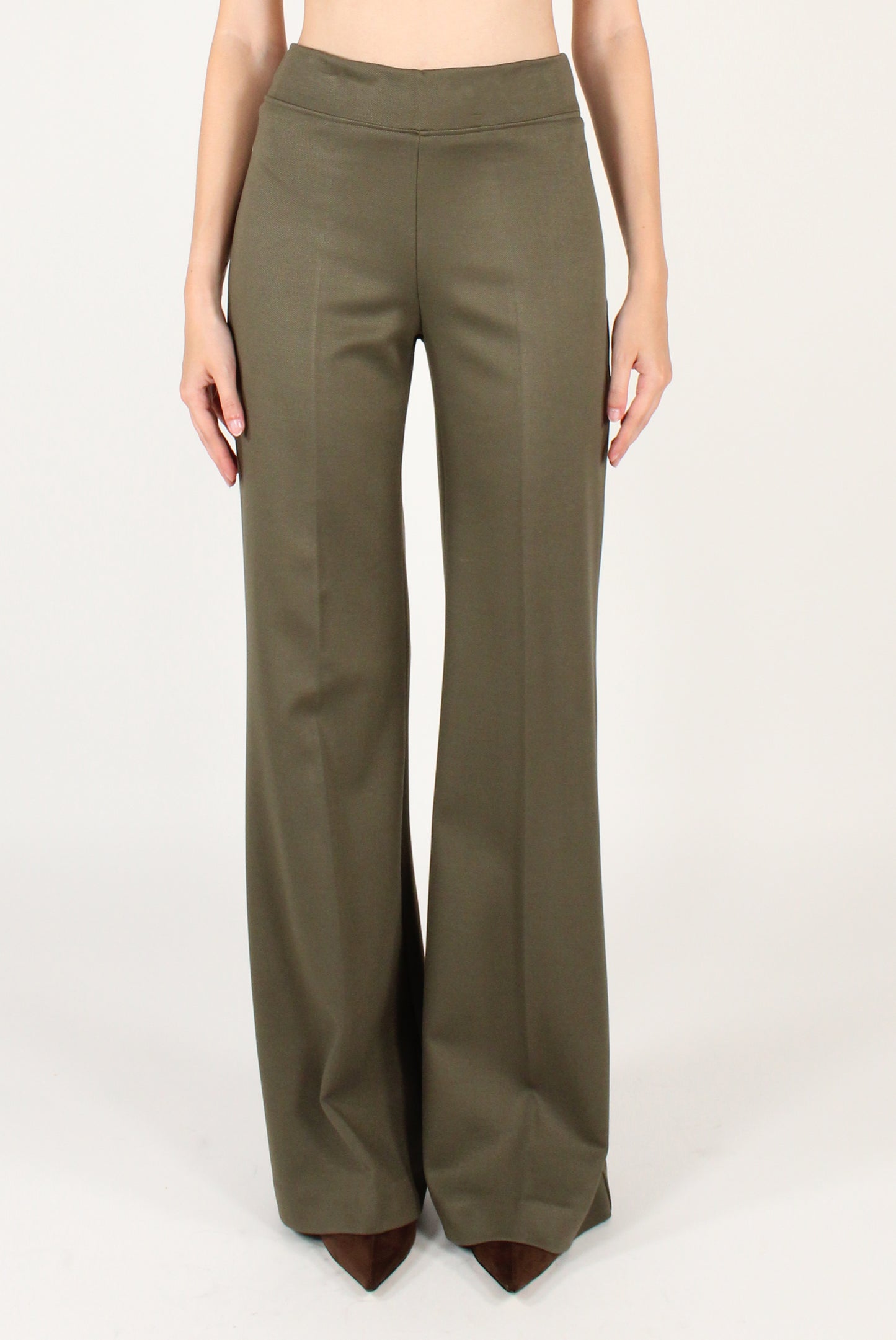 Pantaloni Flare Elasticizzati in Twill
