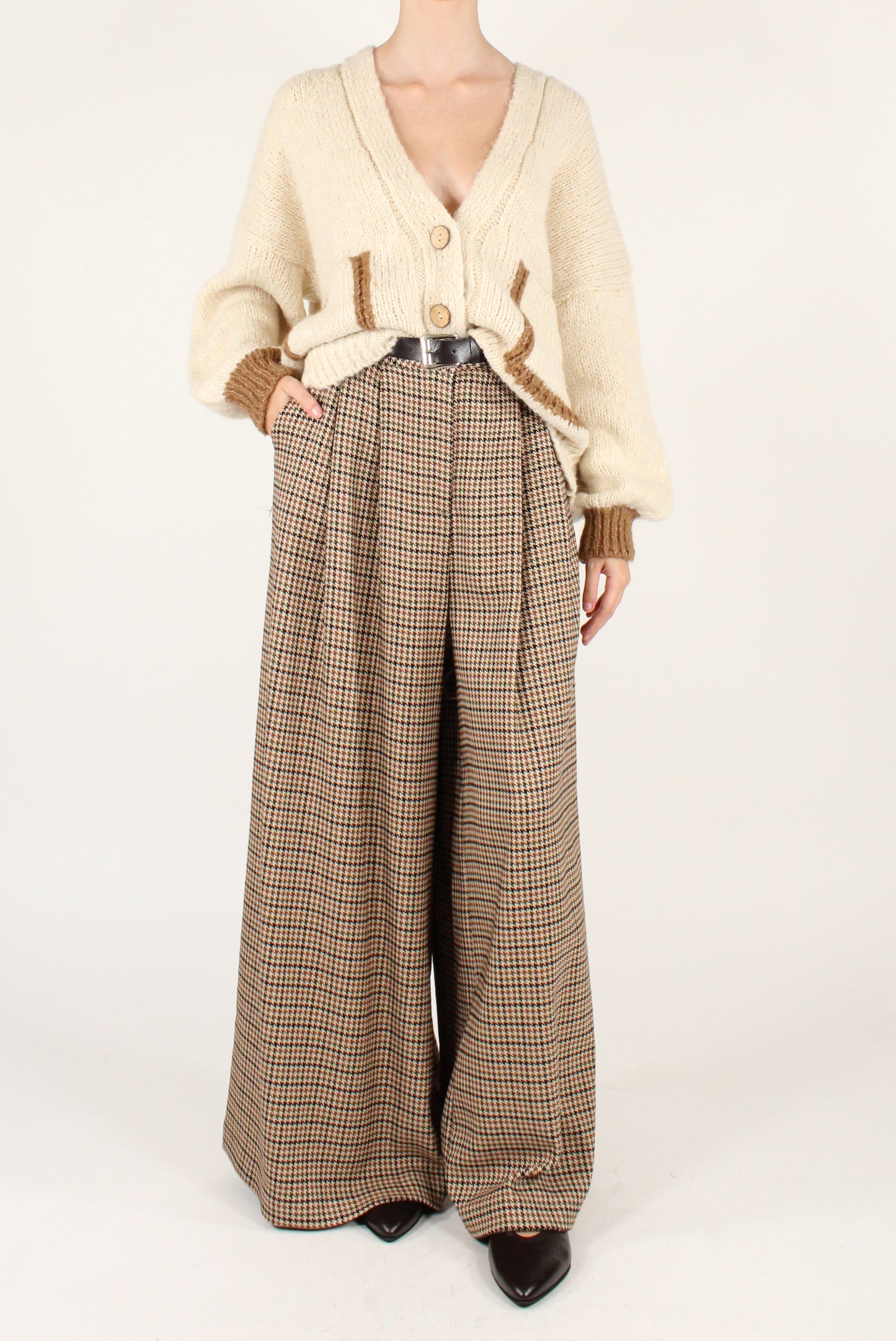 Pantaloni a Gamba Extra Larga Pied de Poule
