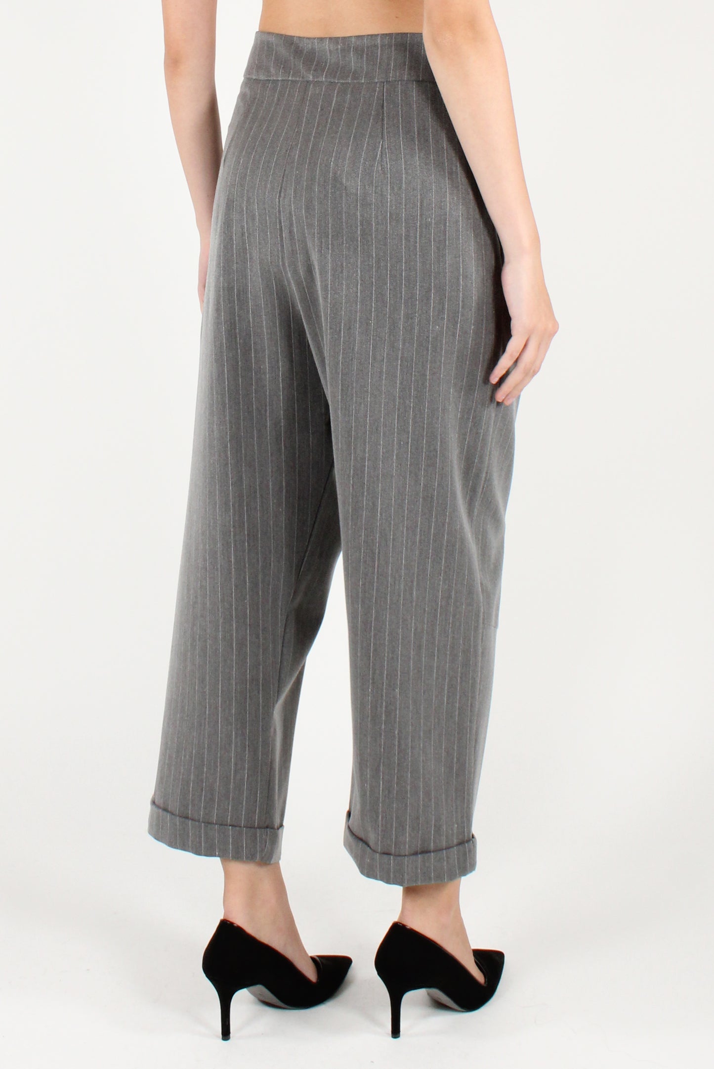Pantaloni Balloon Gessati con Pinces