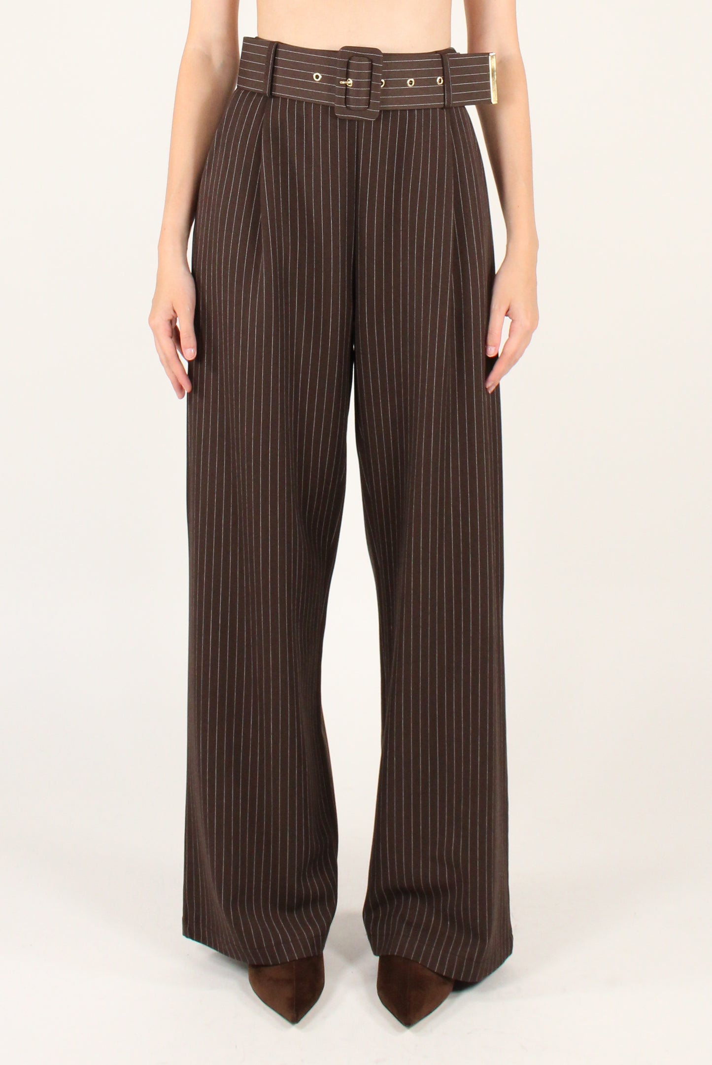 Pantaloni Gessati con Pinces