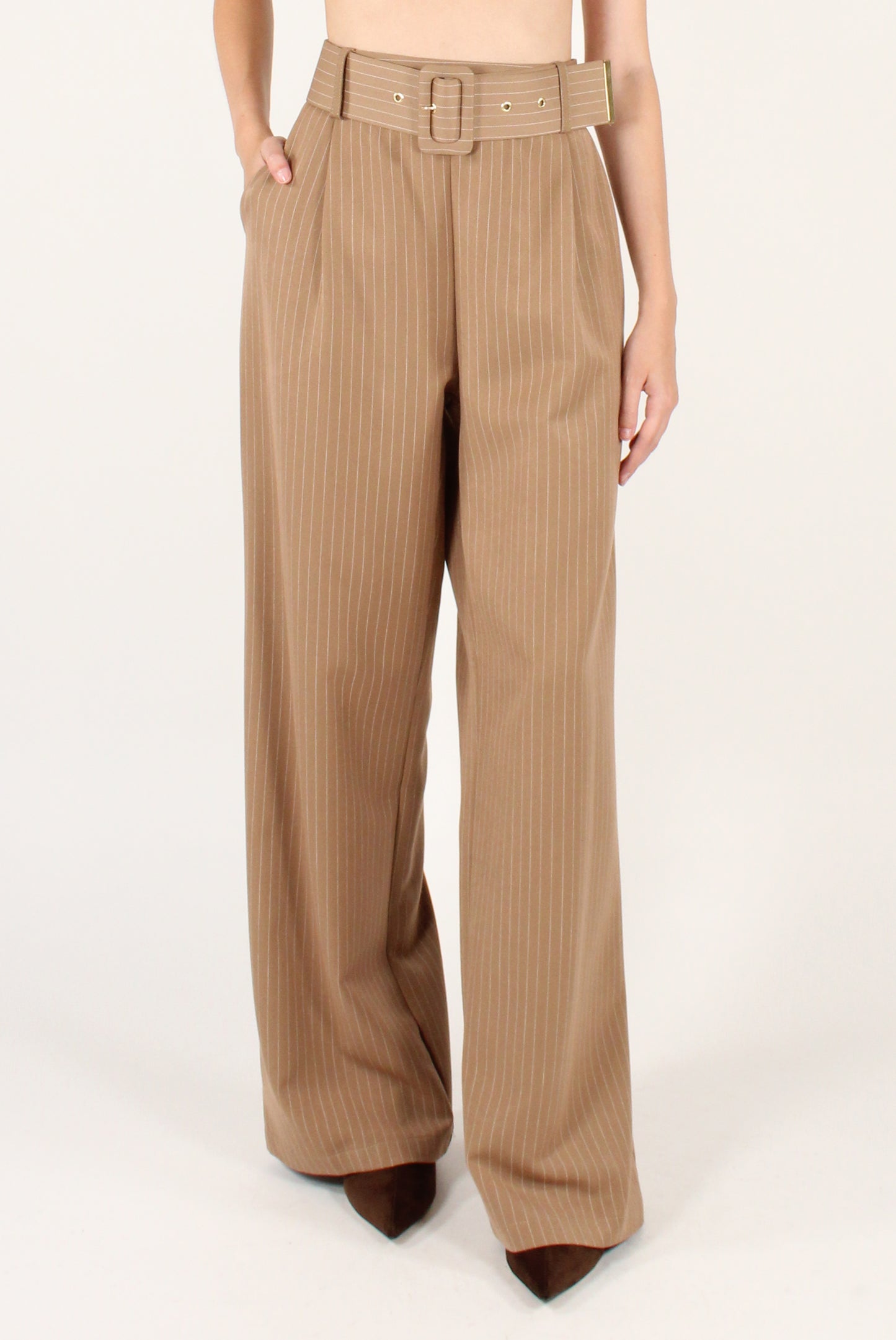 Pantaloni Gessati con Pinces