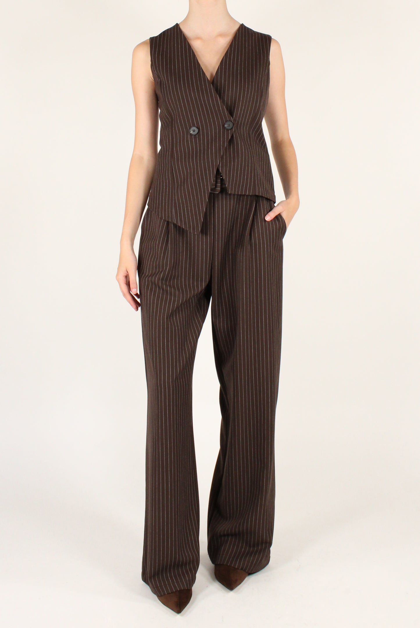 Pantaloni Gessati con Pinces