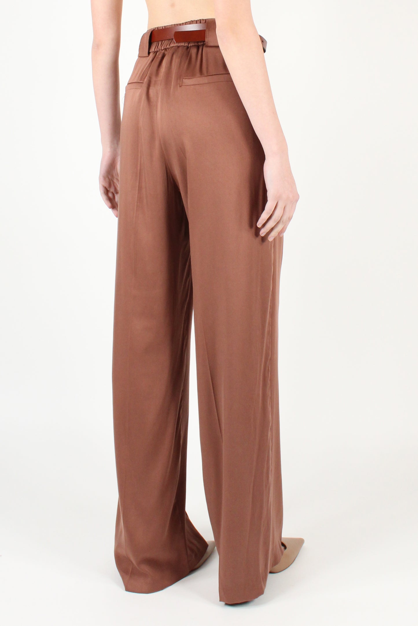 Pantaloni a Gamba Dritta in Misto Viscosa