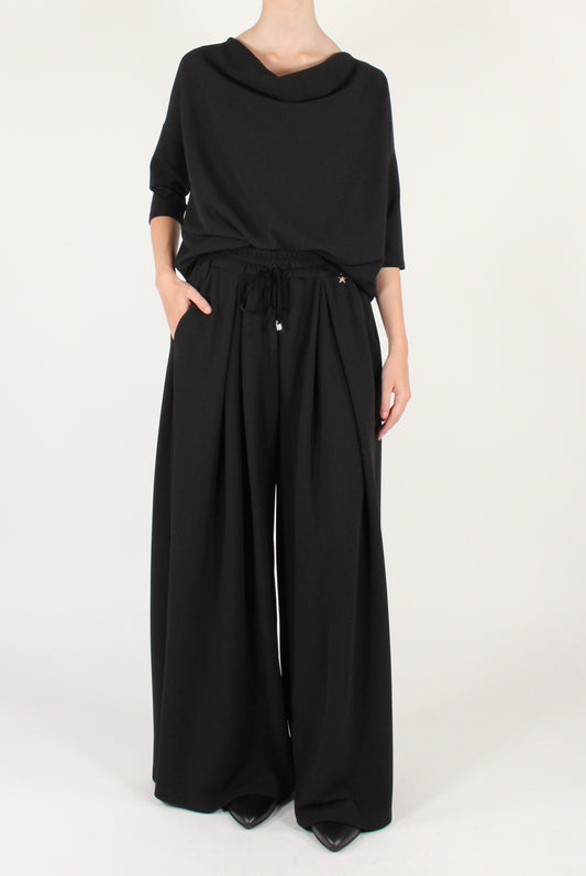 Pantaloni a Palazzo con Pinces ed Elastico