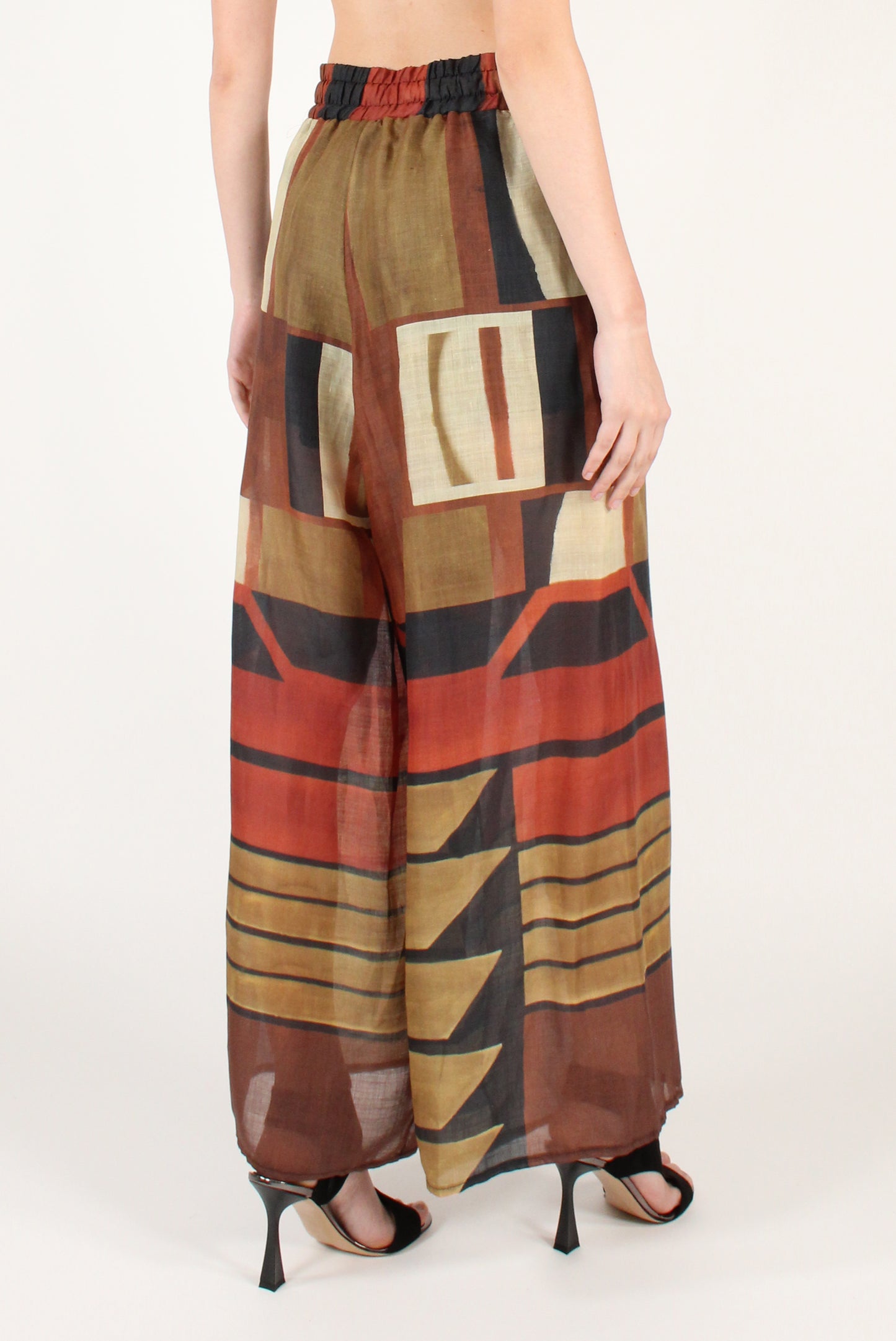 Rayon Geometric Print Palazzo Pants