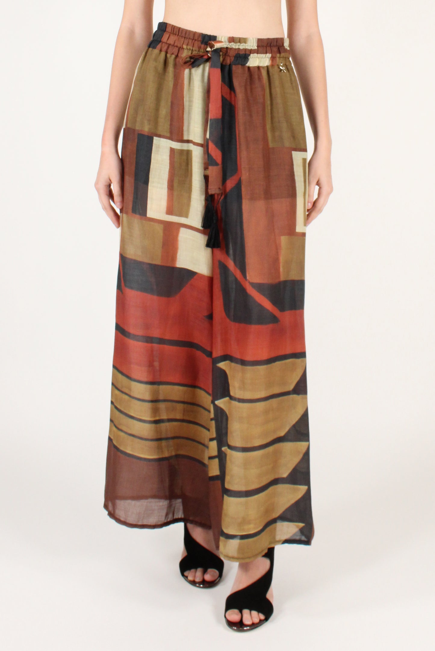Rayon Geometric Print Palazzo Pants