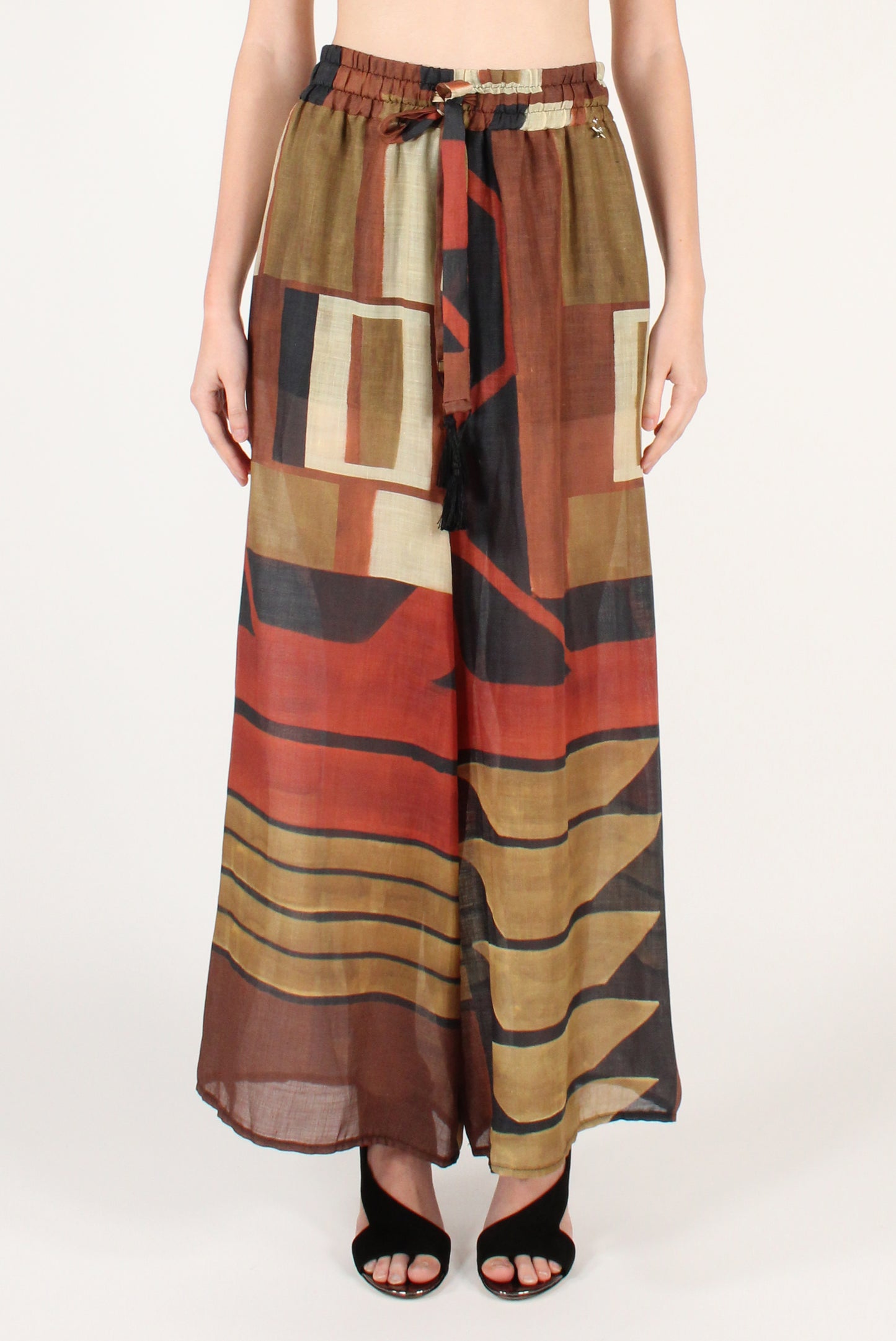 Rayon Geometric Print Palazzo Pants