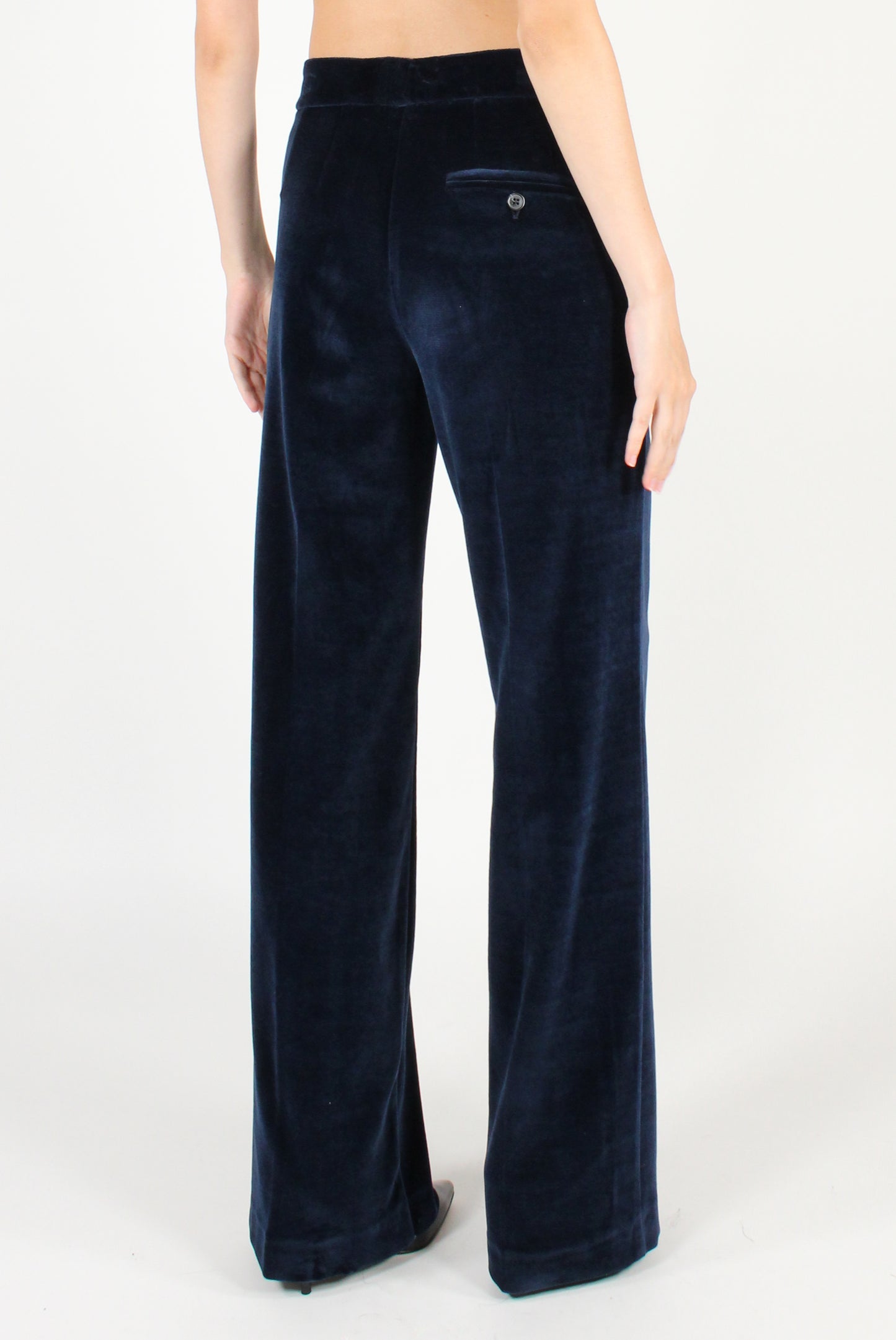 Pantaloni a Gamba Dritta in Velluto Liscio