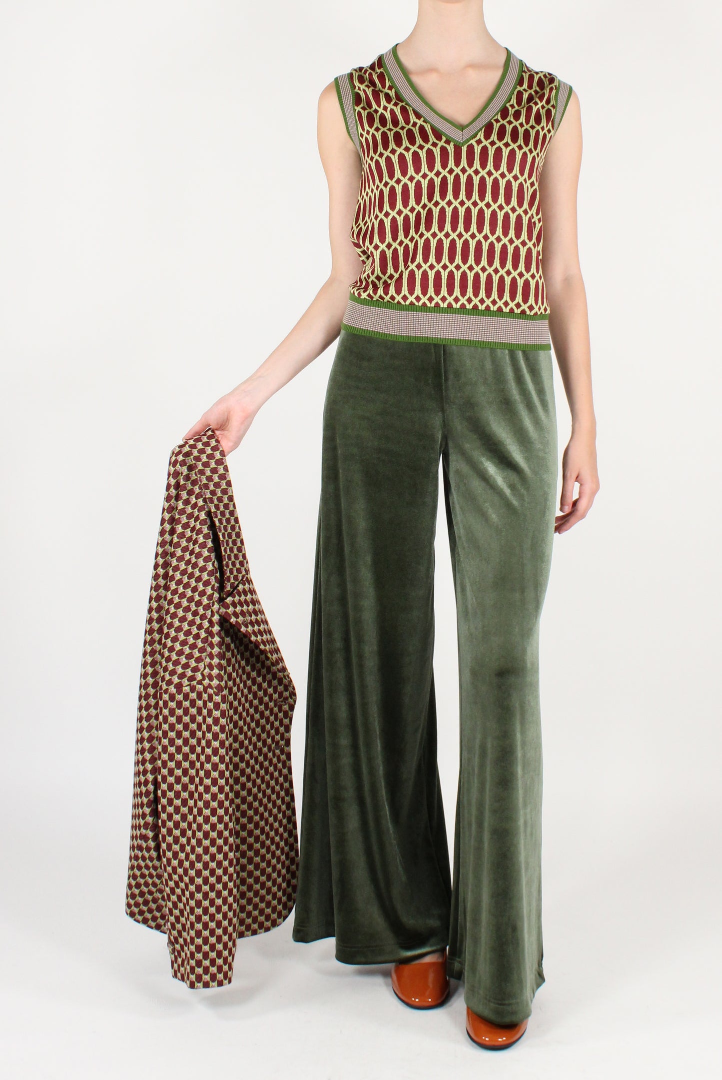 Gilet Stampa Fantasia Geometrica Bordeaux