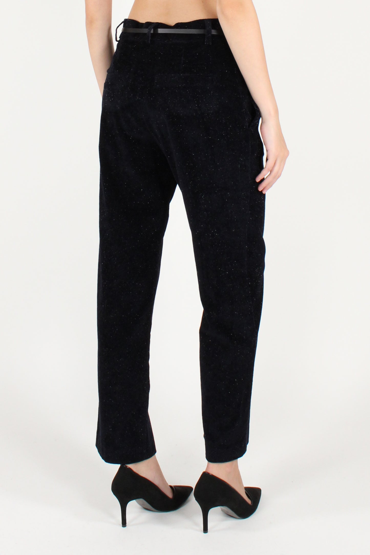 Pantaloni a Sigaretta in Velluto a Coste con Lurex