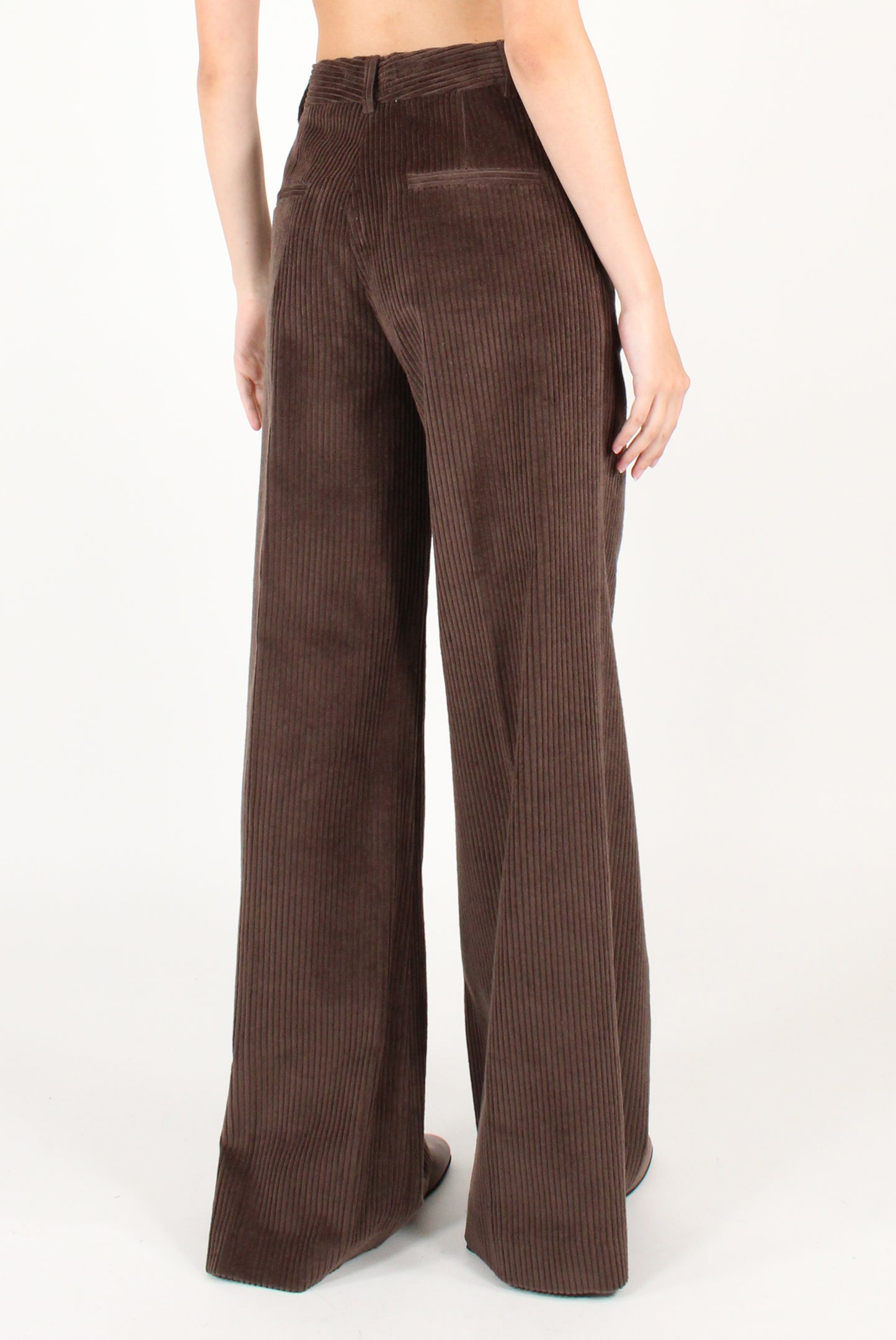 Pantaloni a Palazzo in Velluto a Costa Larga