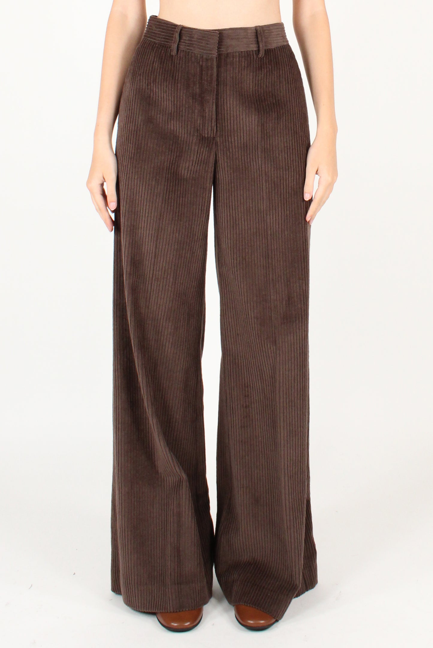 Pantaloni a Palazzo in Velluto a Costa Larga