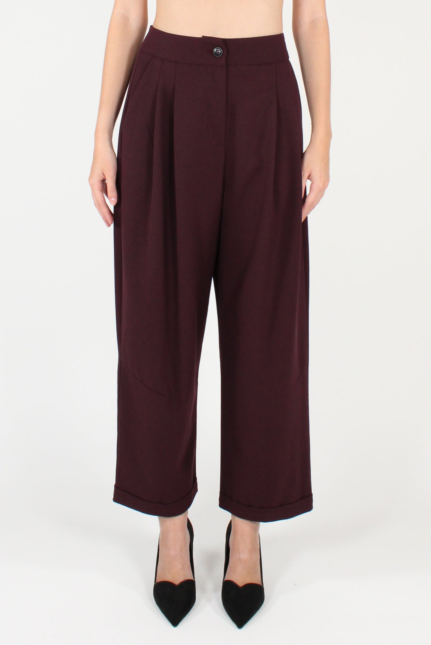 Pantaloni con Pinces Misto Viscosa