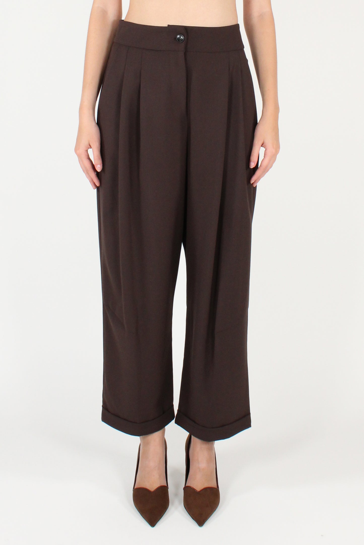 Pantaloni con Pinces Misto Viscosa