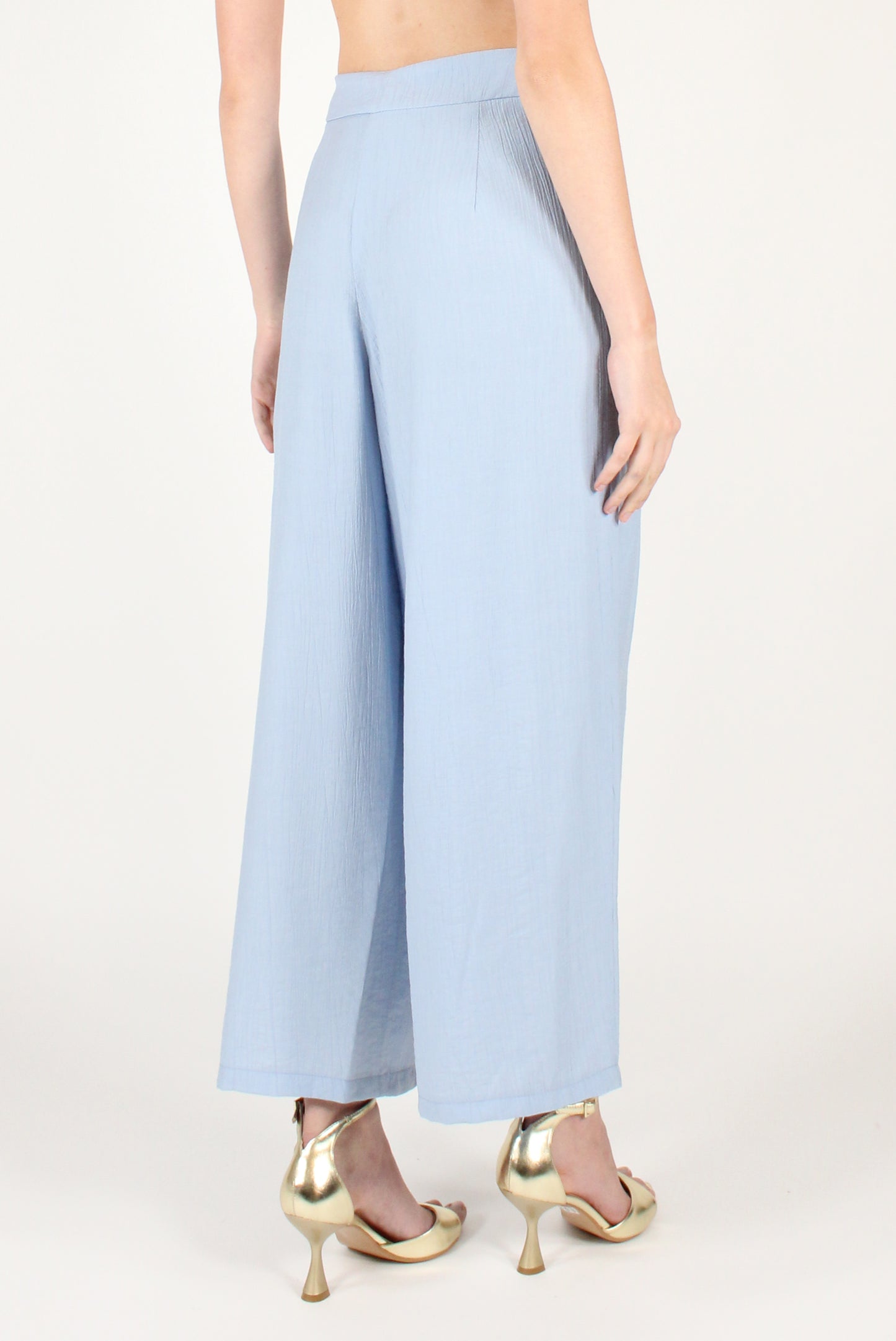 Pantaloni Ampi con Pinces in Misto Viscosa