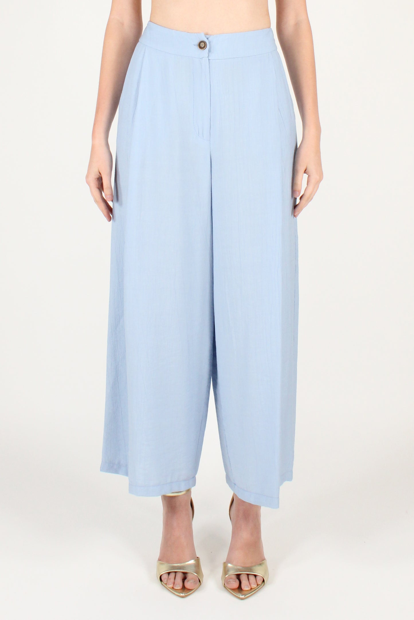 Pantaloni Ampi con Pinces in Misto Viscosa