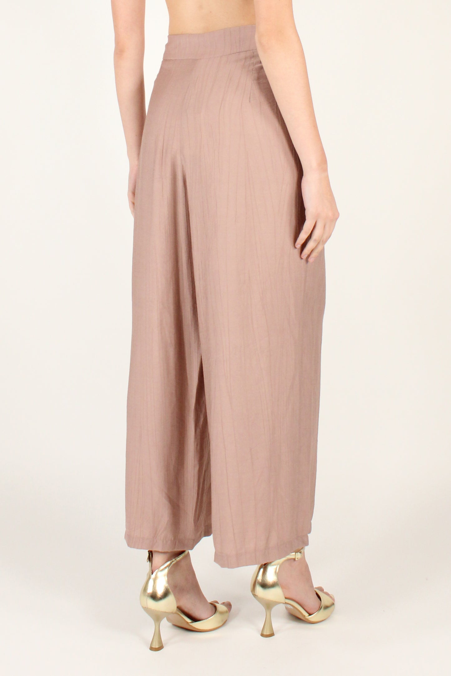 Pantaloni Ampi con Pinces in Misto Viscosa