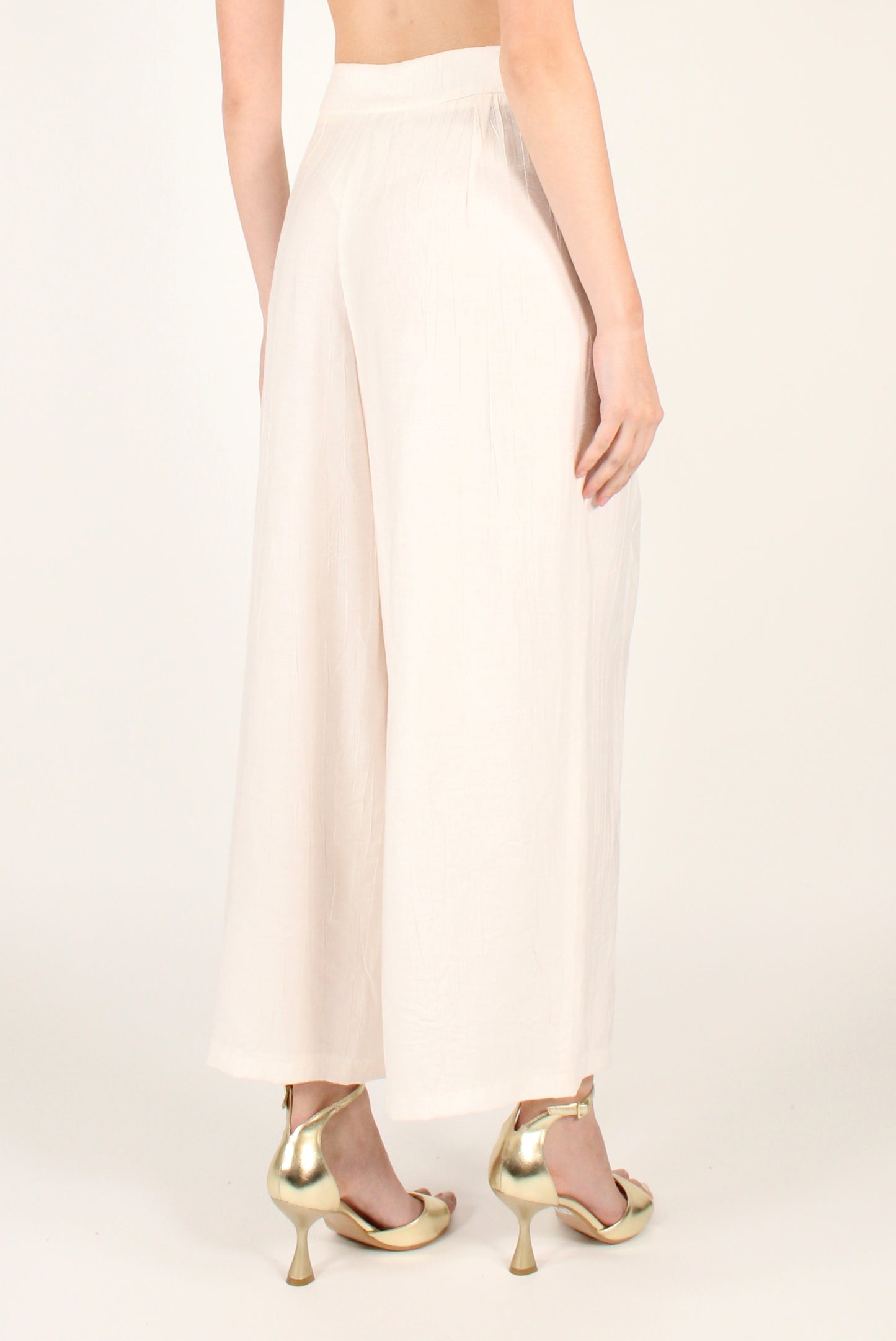 Pantaloni Ampi con Pinces in Misto Viscosa