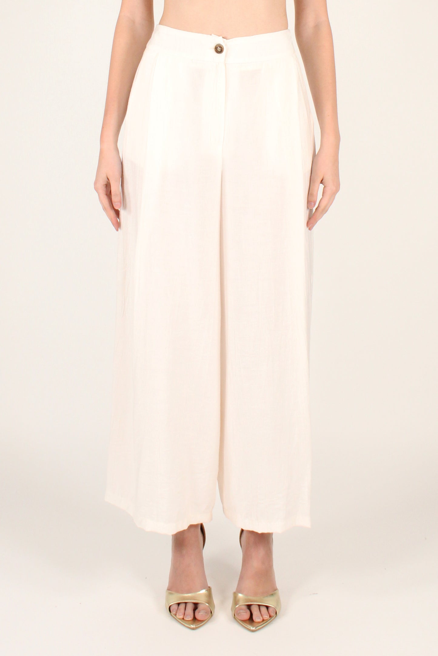 Pantaloni Ampi con Pinces in Misto Viscosa