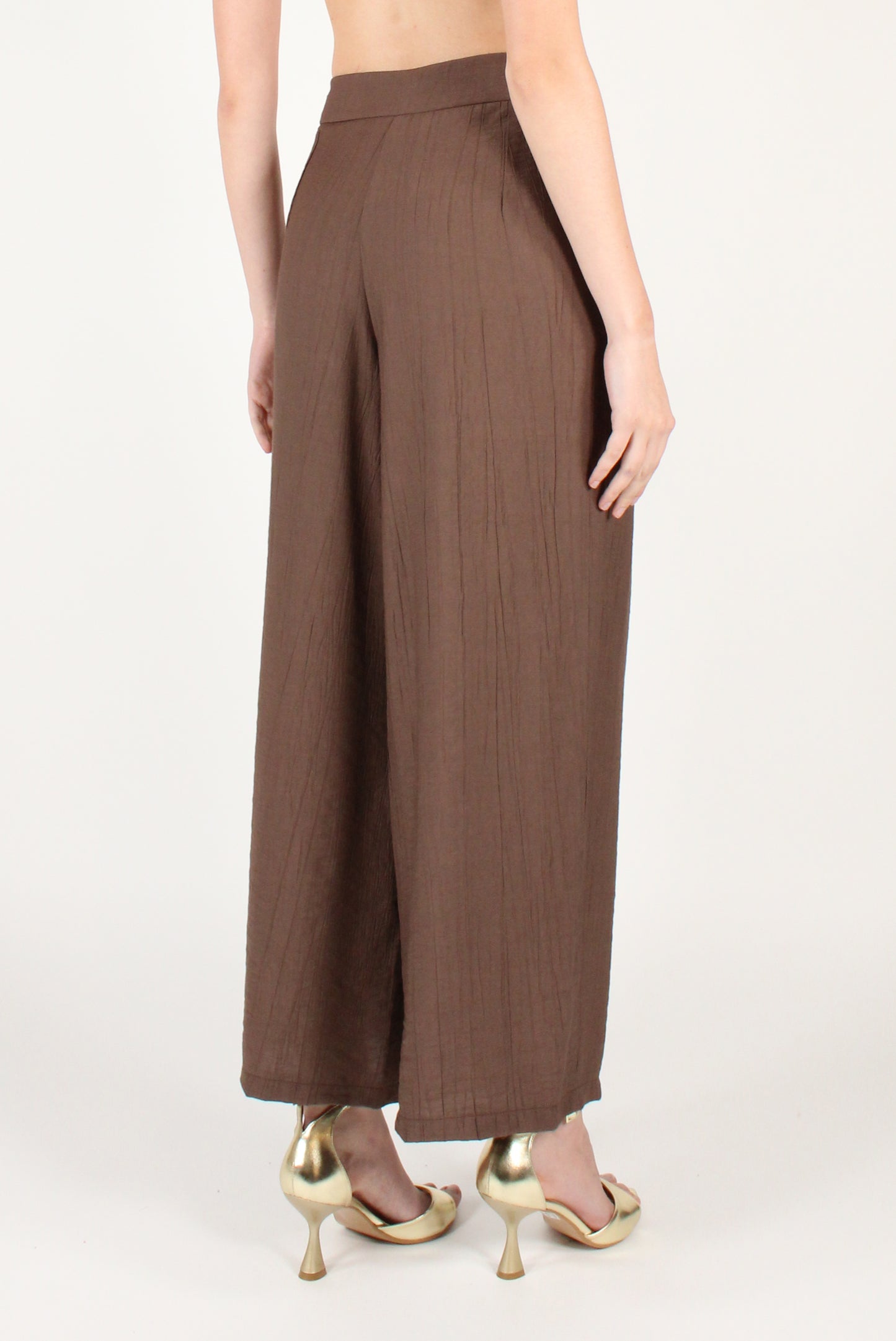 Pantaloni Ampi con Pinces in Misto Viscosa