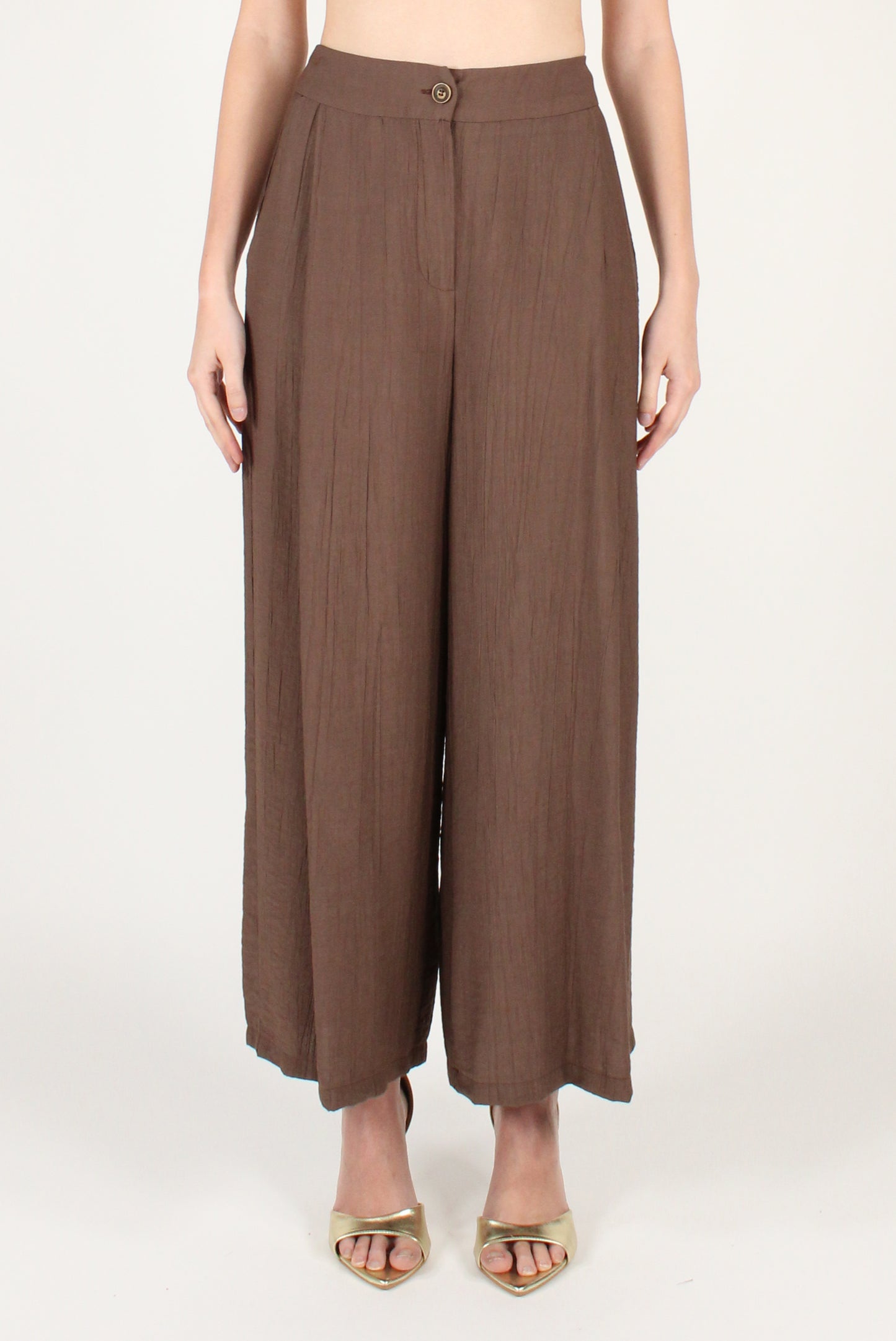 Pantaloni Ampi con Pinces in Misto Viscosa