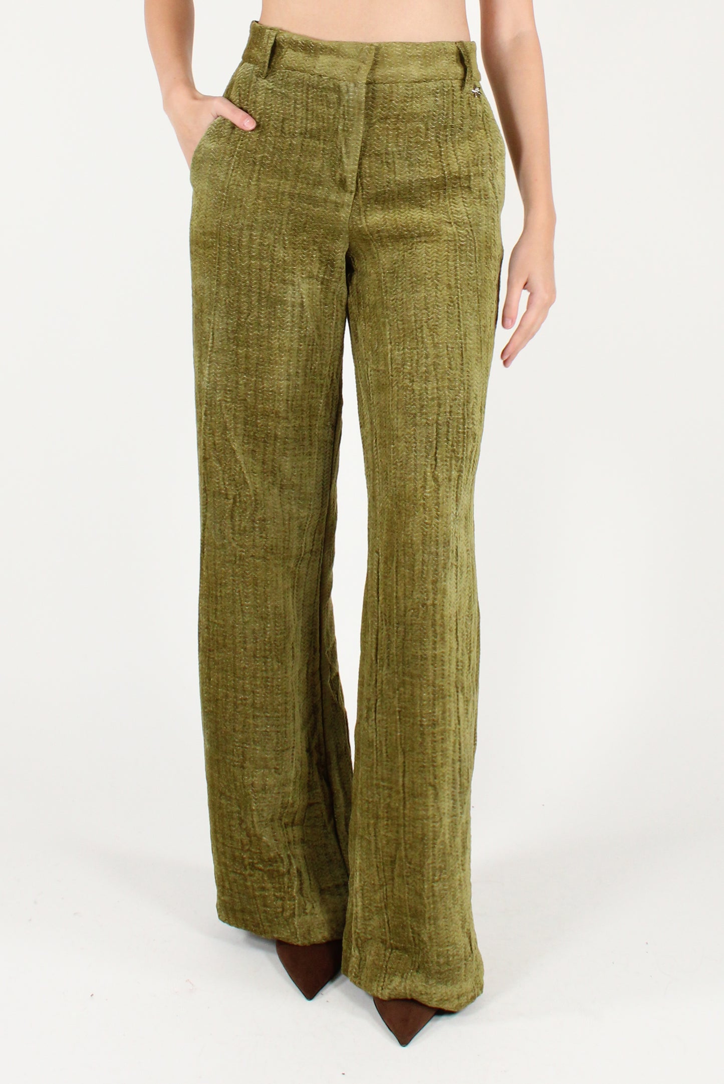 Pantaloni a Palazzo in Velluto Spigato