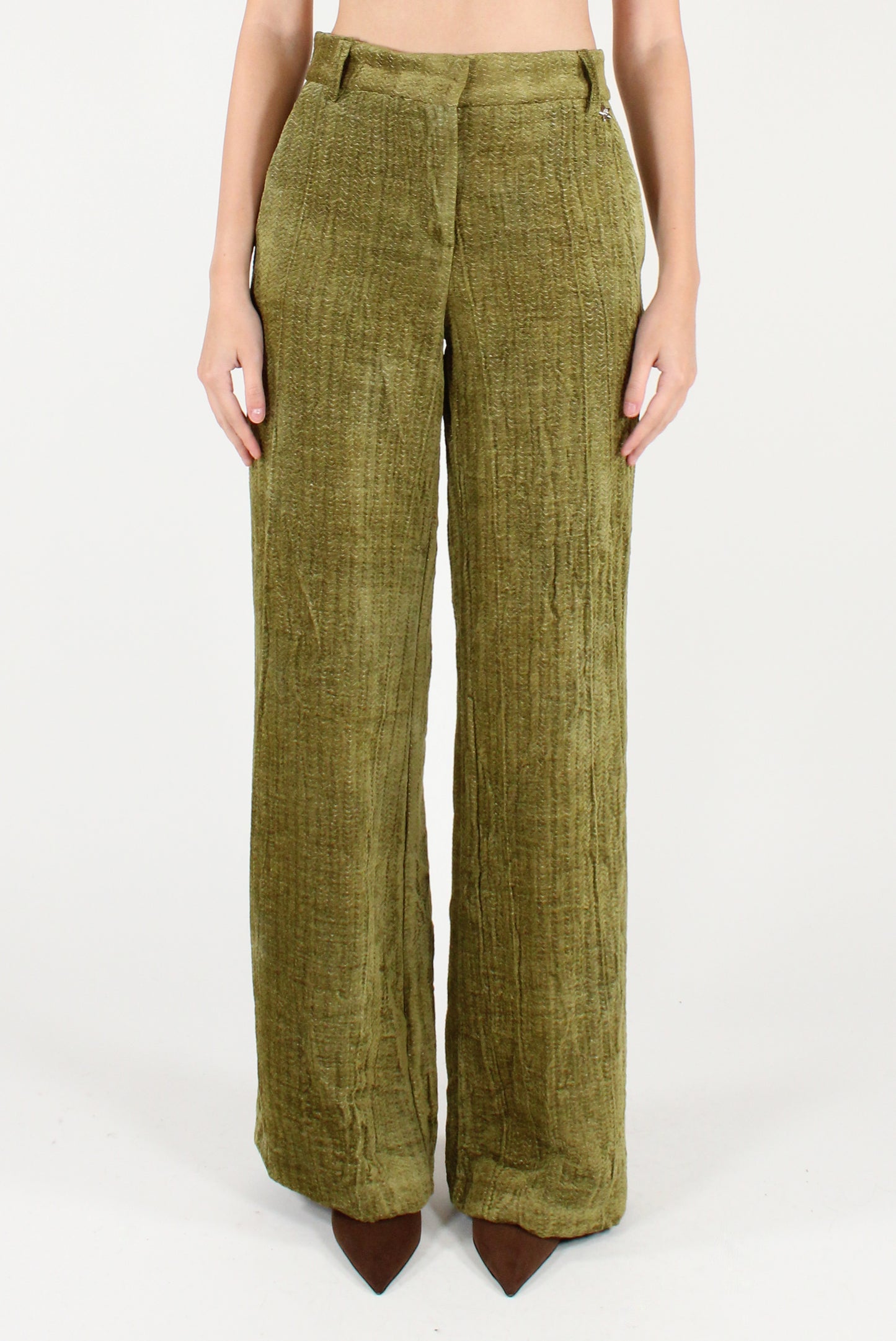 Pantaloni a Palazzo in Velluto Spigato