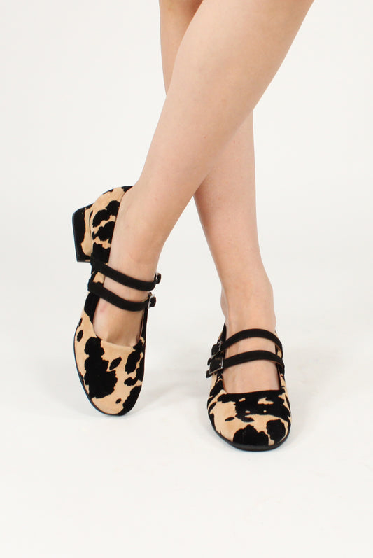 Mary Jane con Doppio Cinturino in Pelle Muccata