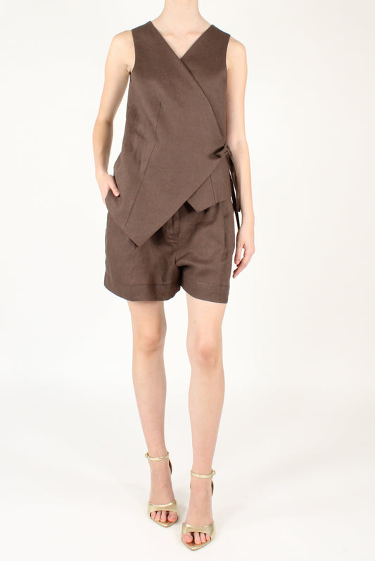 Shorts with pleats in pure linen