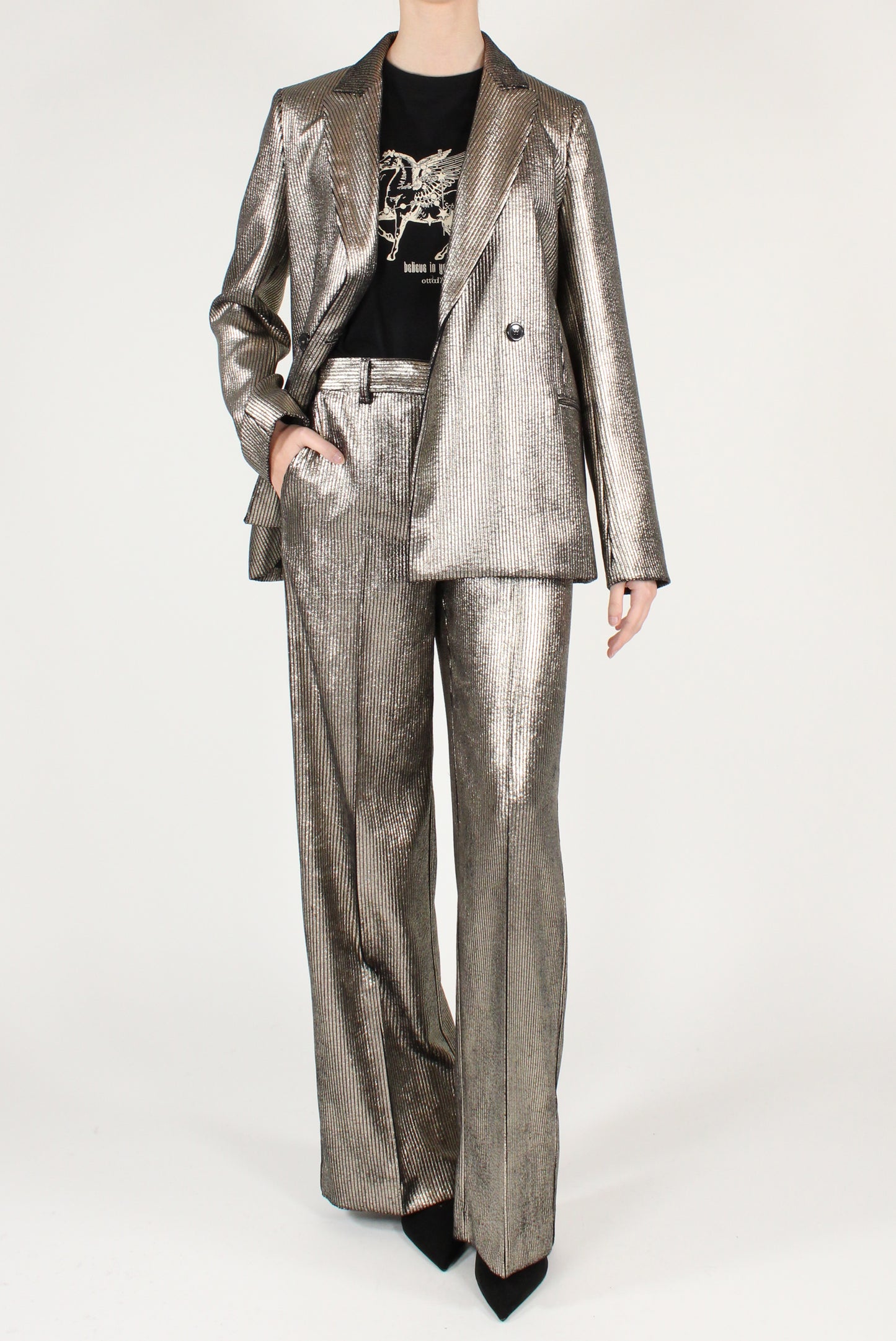 Blazer in Velluto a Coste Metallizzato