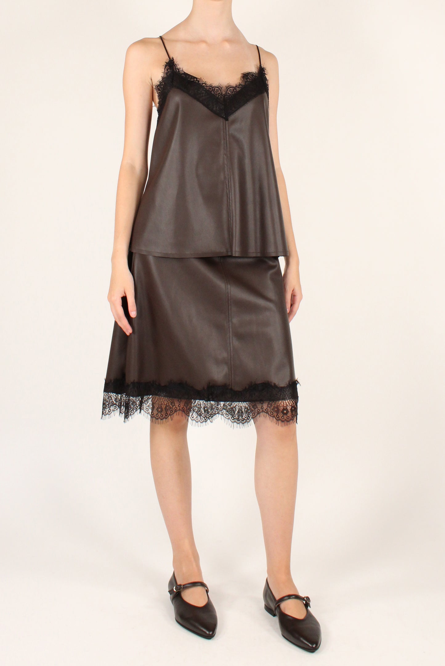 Top in Ecopelle con Pizzo