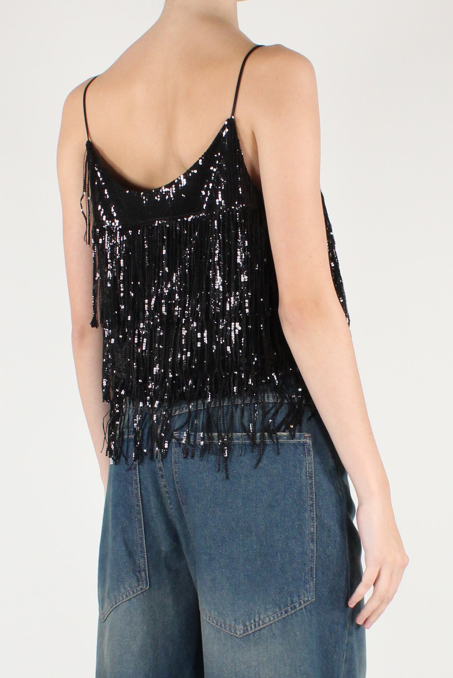 Top con Frange in Paillettes