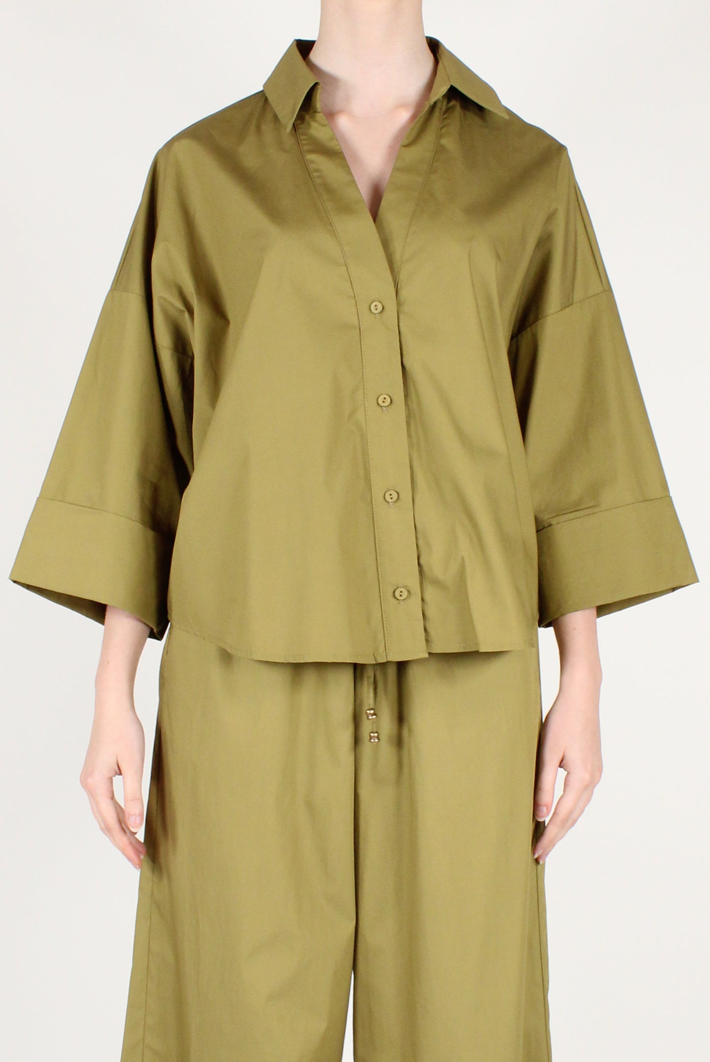 Camicia Over Maniche a 3/4 in Cotone