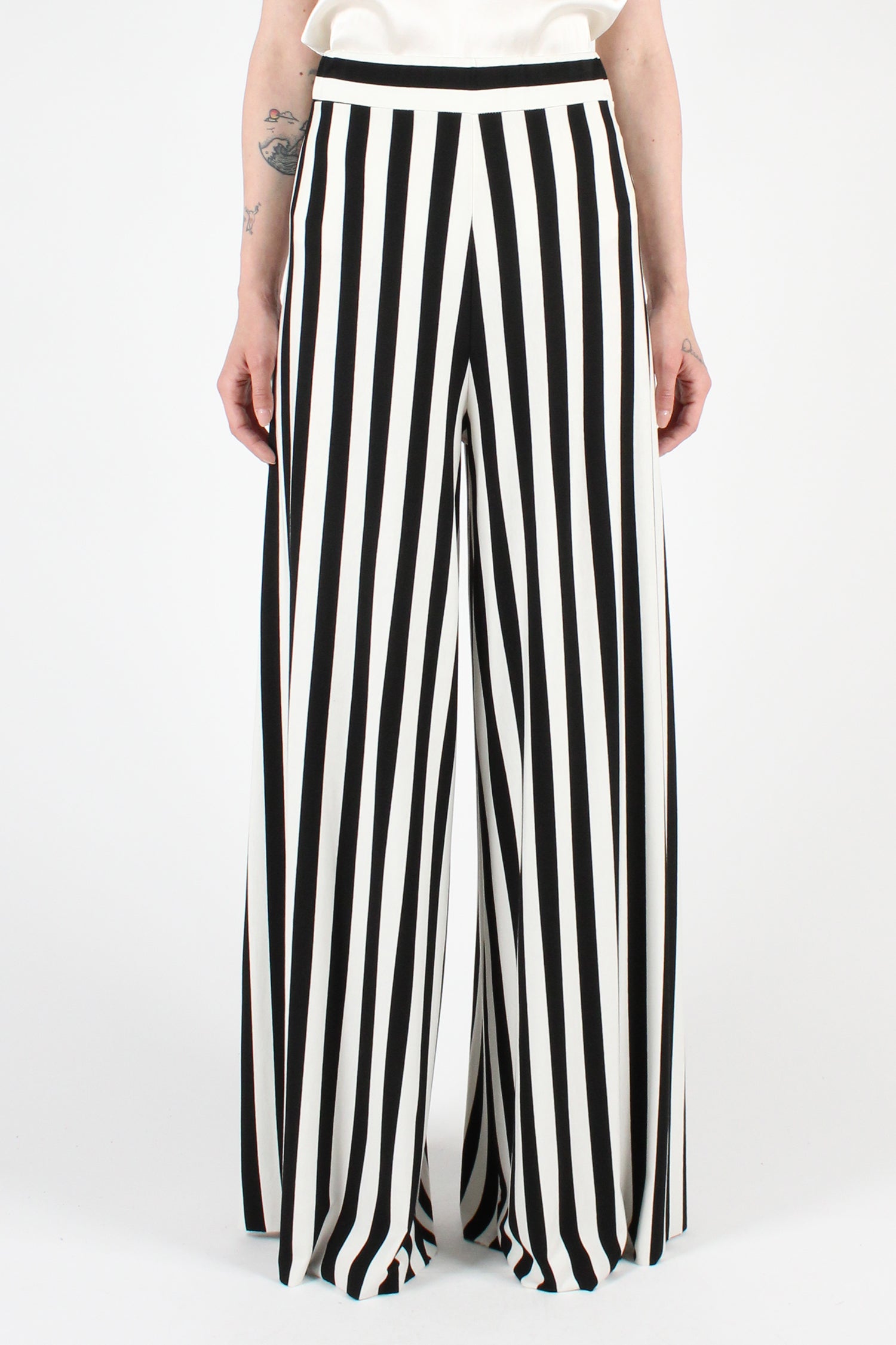 Black and white striped palazzo on sale