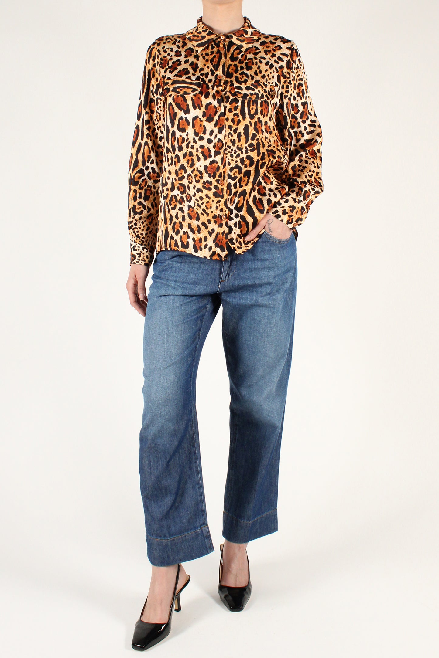 Camicia con Patte Stampa Animalier