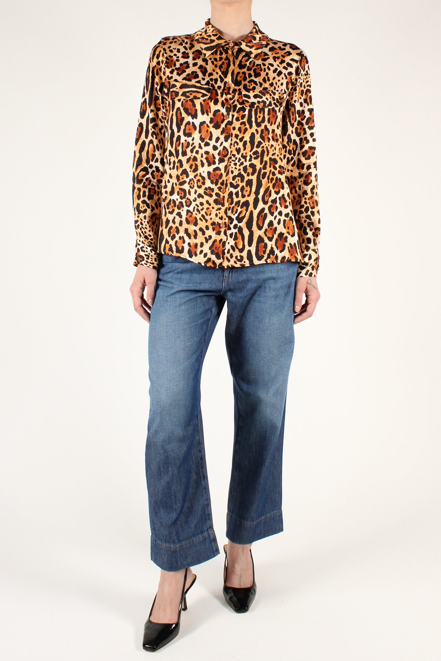 Camicia con Patte Stampa Animalier