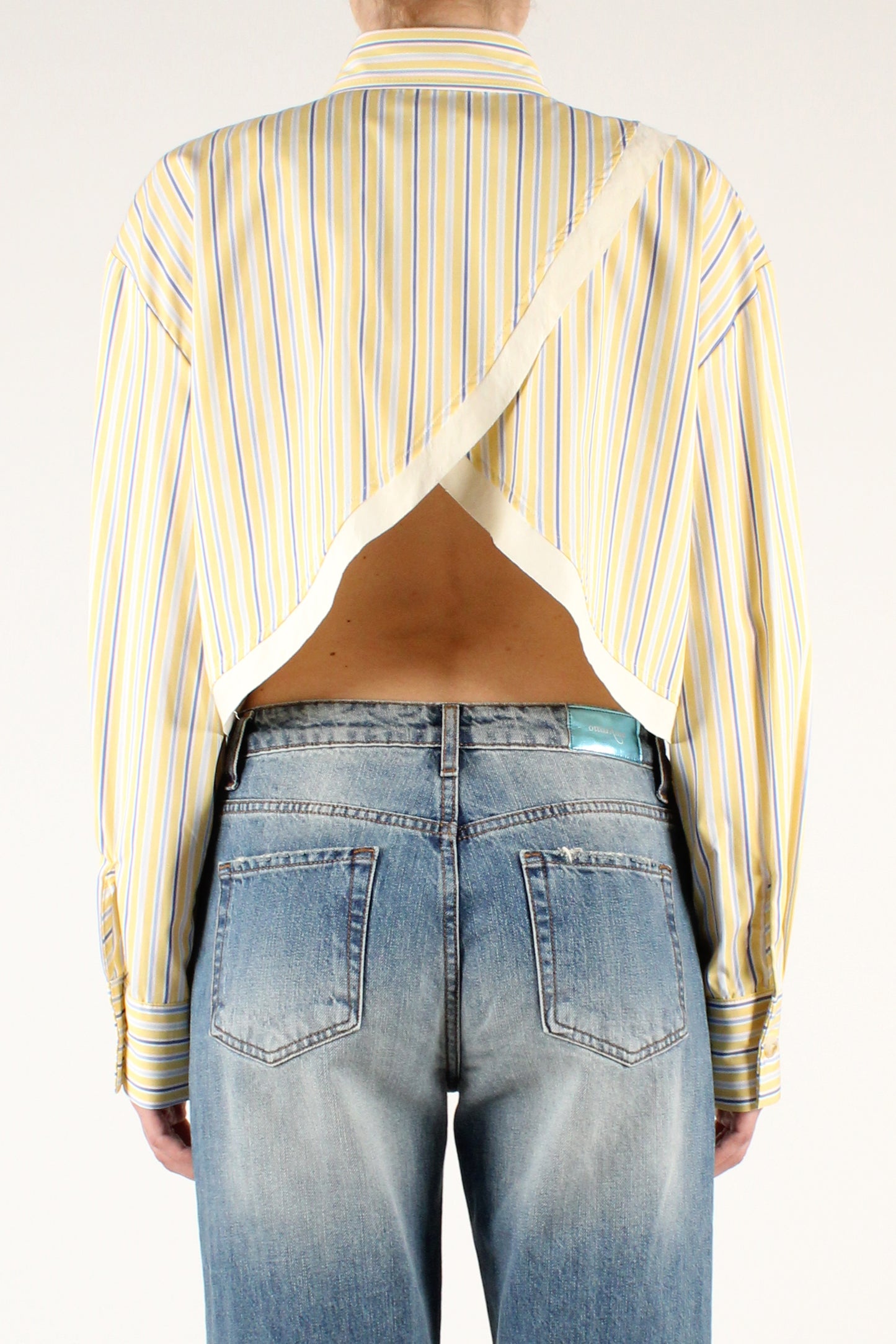 Camicia Crop Gessata con Incrocio