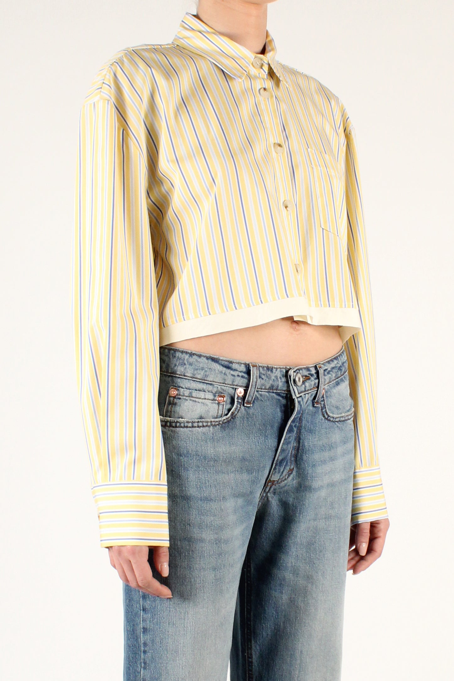 Camicia Crop Gessata con Incrocio