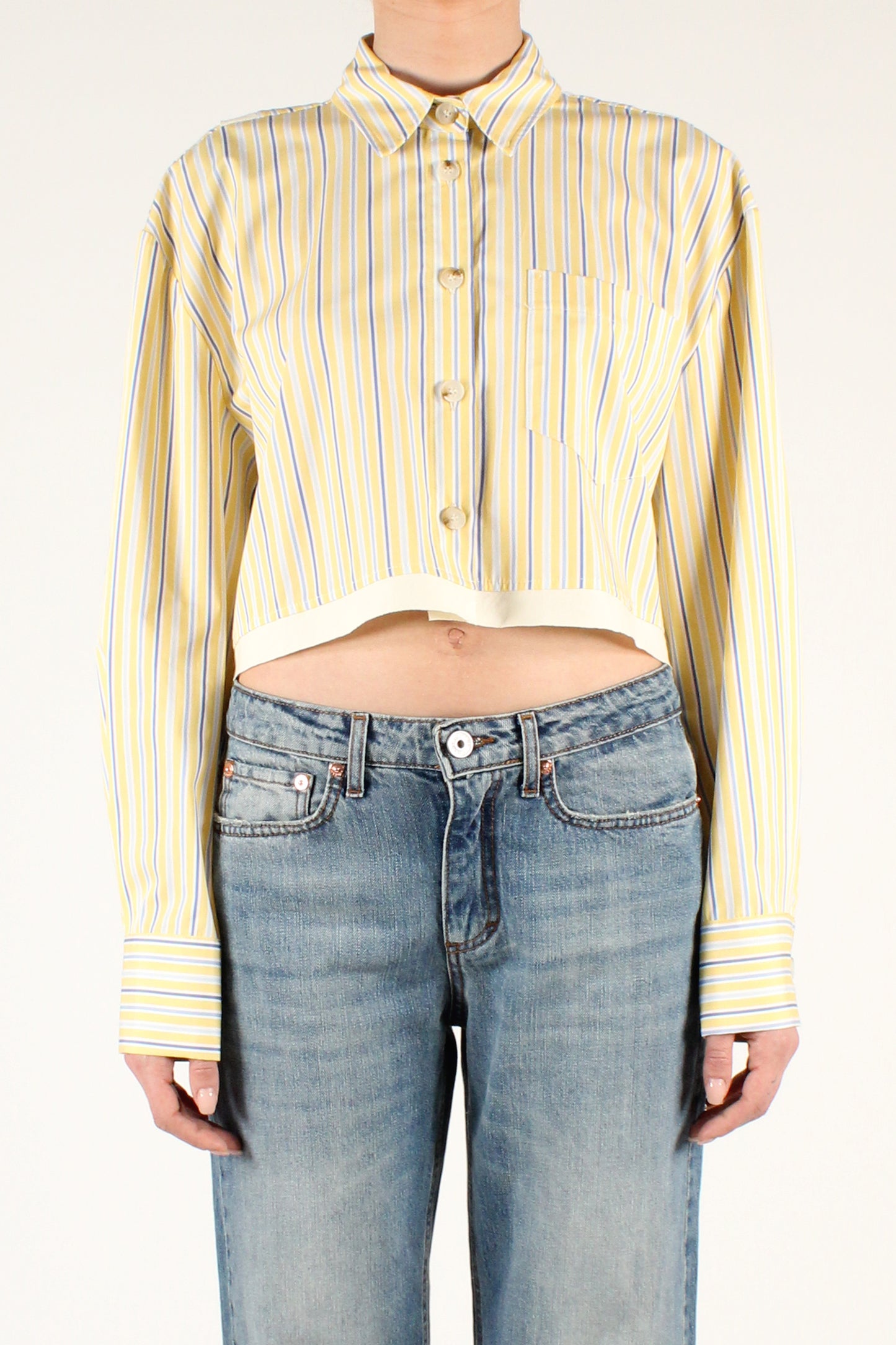 Camicia Crop Gessata con Incrocio