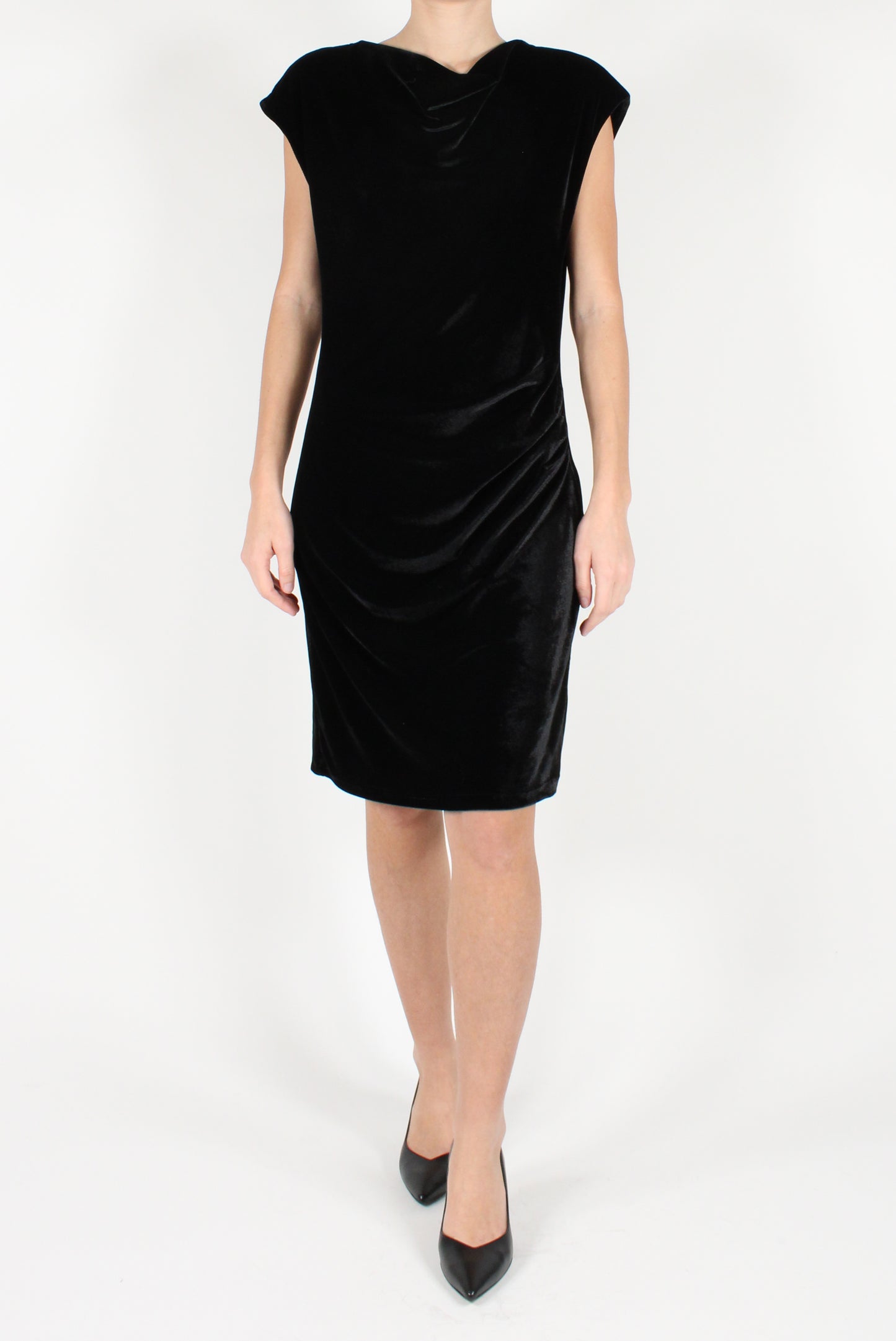 Short Velvet Dress with Drape