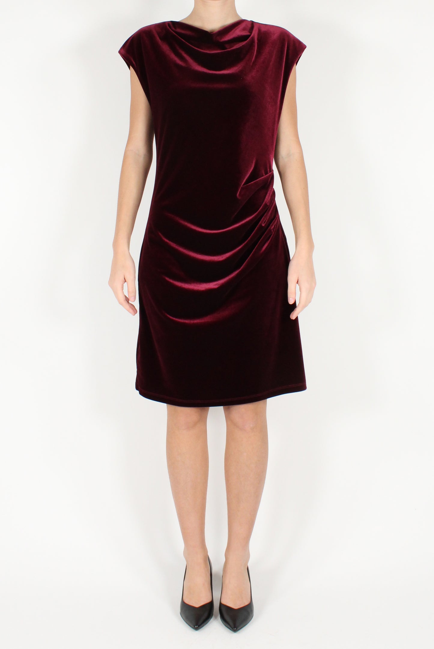 Short Velvet Dress with Drape