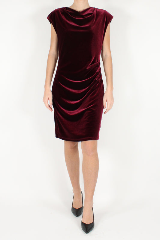 Short Velvet Dress with Drape