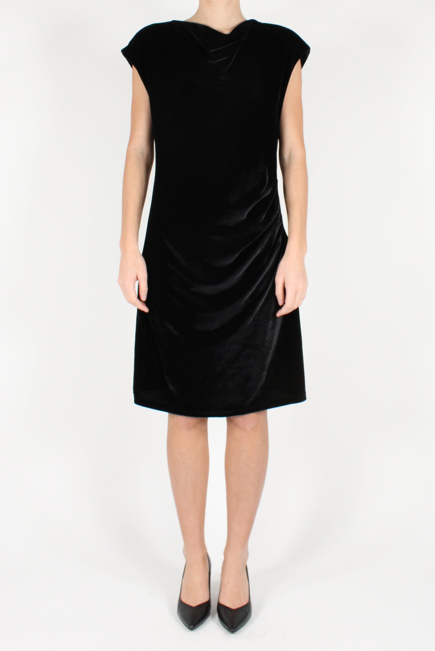 Short Velvet Dress with Drape